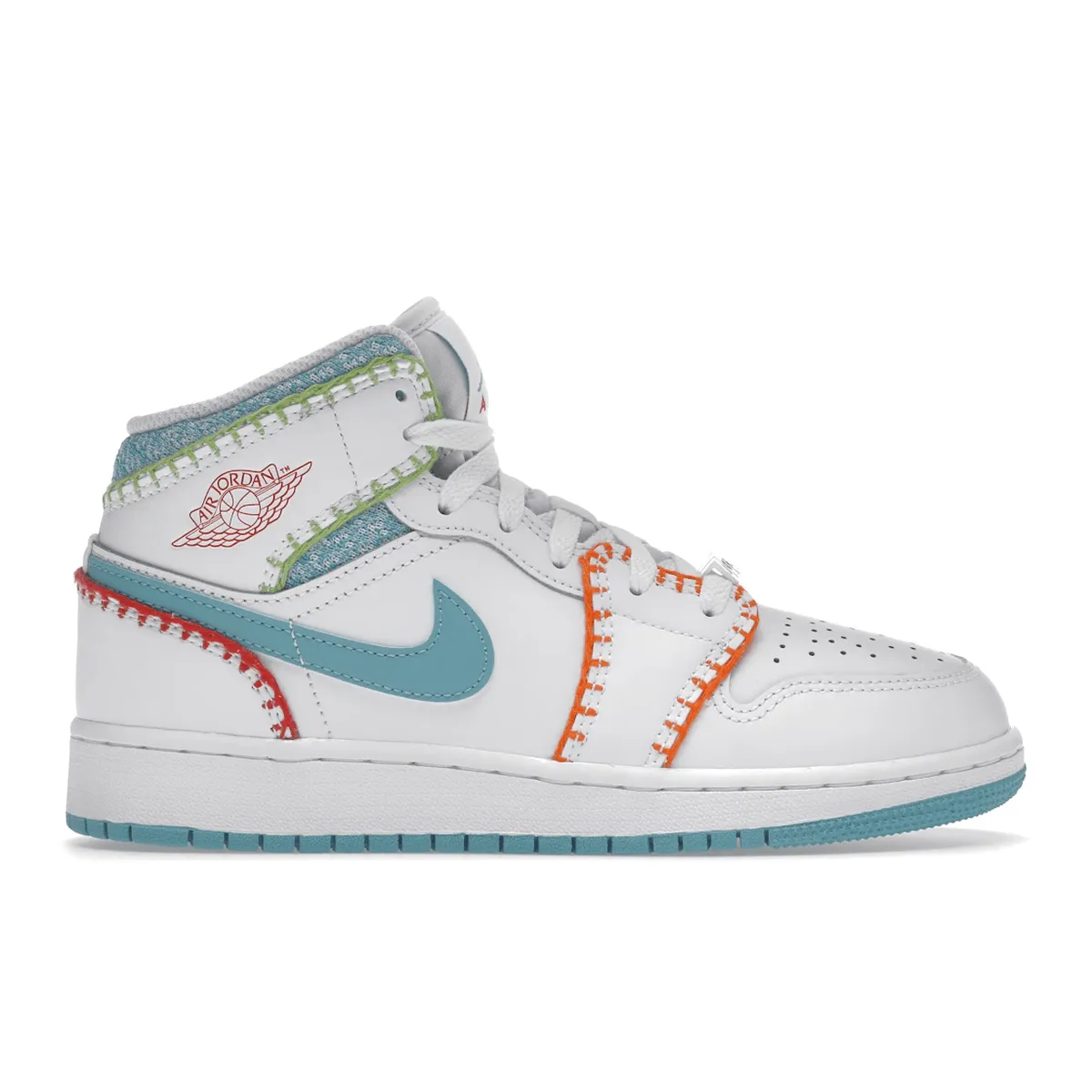 Air Jordan 1 Mid Multi Knit Flexible Grip Zone Slip-Resistant Sole