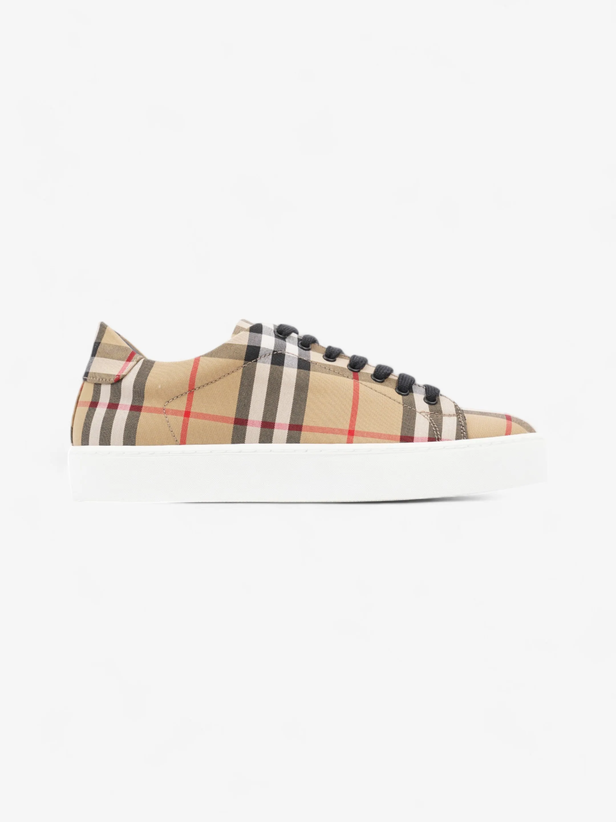Fast Motion Burberry Vintage Check & Leather Sneakers Beige Checkered / Black / Red Canvas EU 37 UK 4