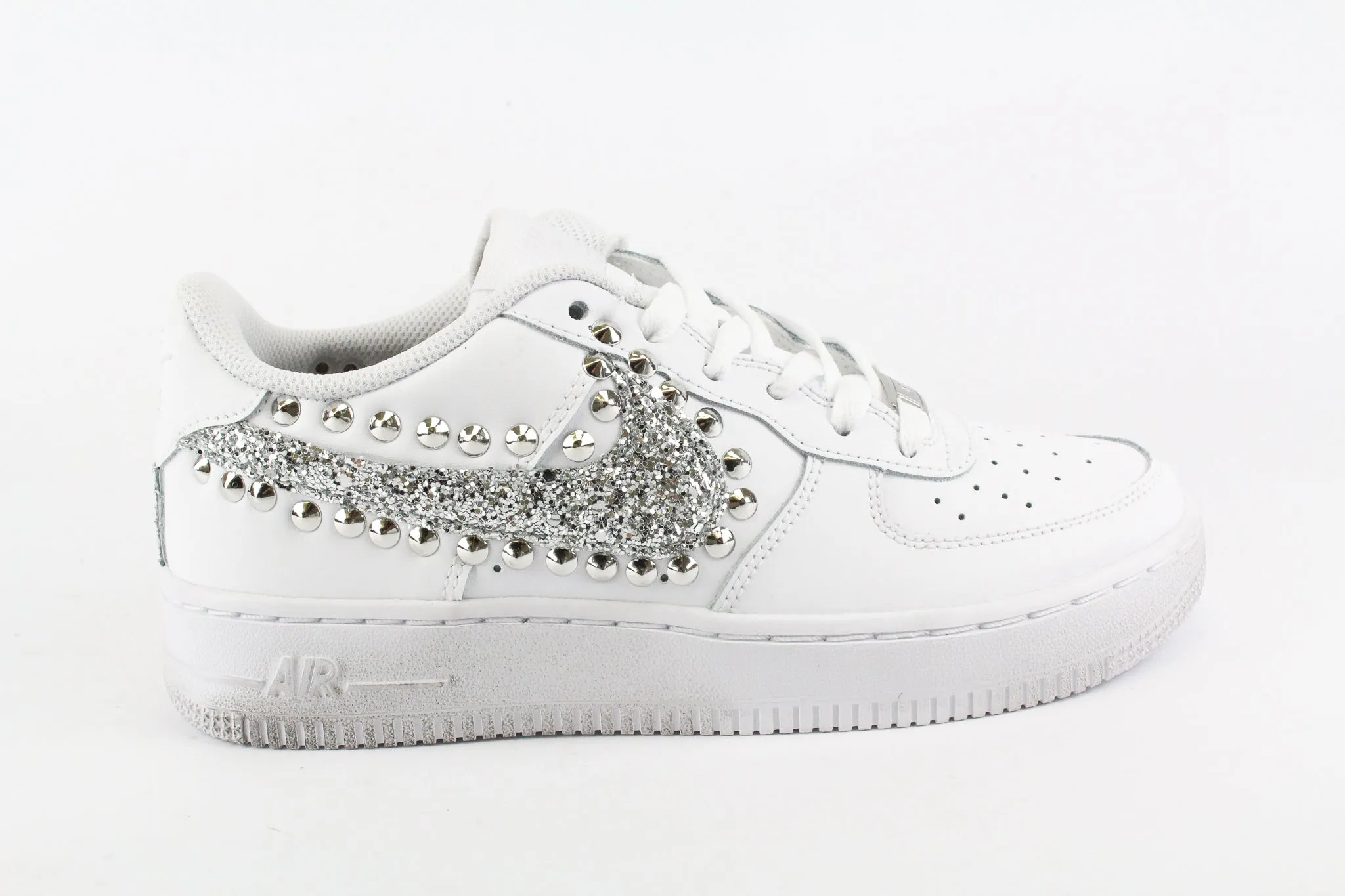 Feel Fresh Nike Air Force 1 '07 Silver Glitter & Borchie