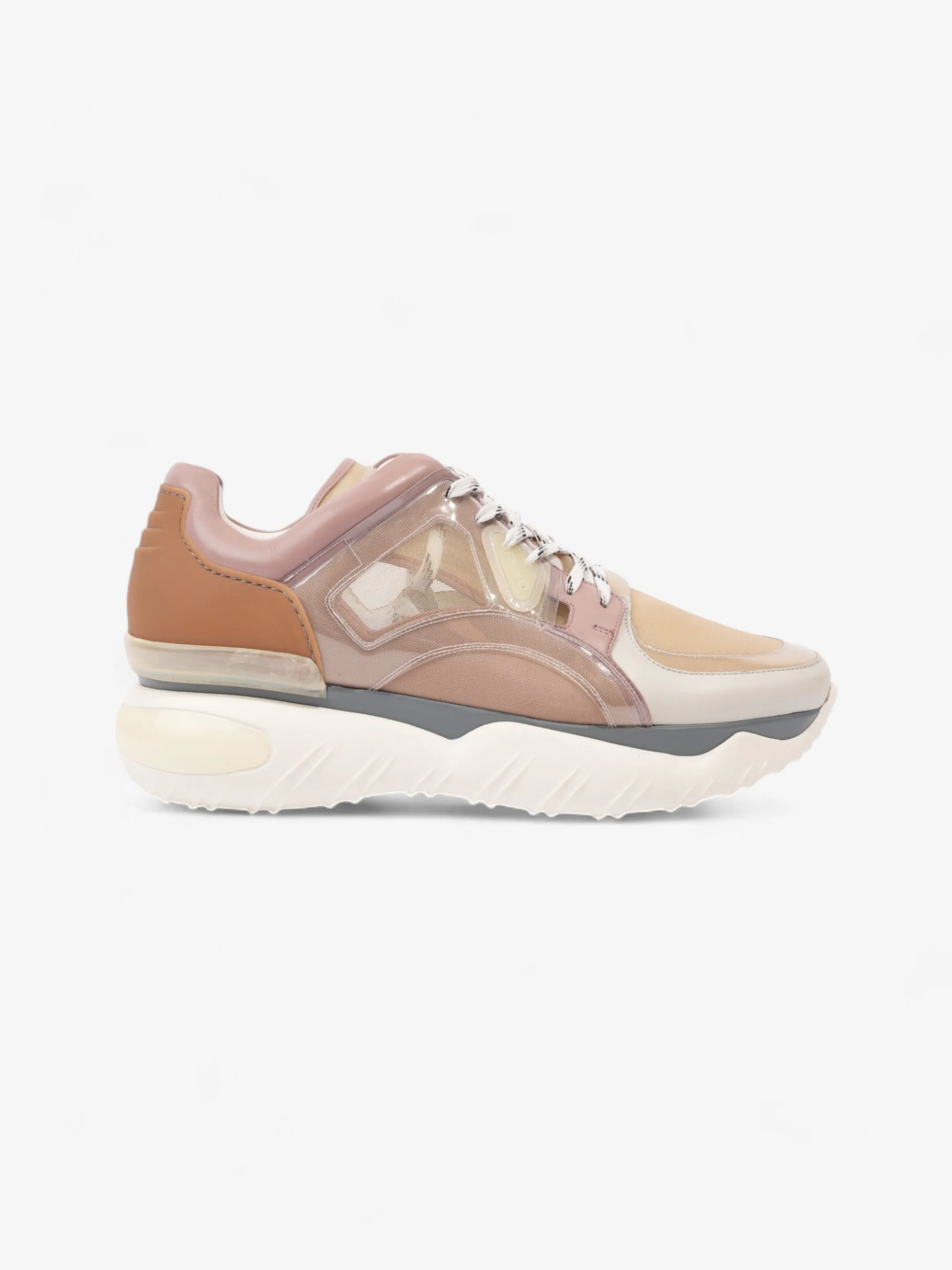 Fendi Low Top Sneaker Beige / Pink / Brown Leather EU 44 UK 10 City Comfort