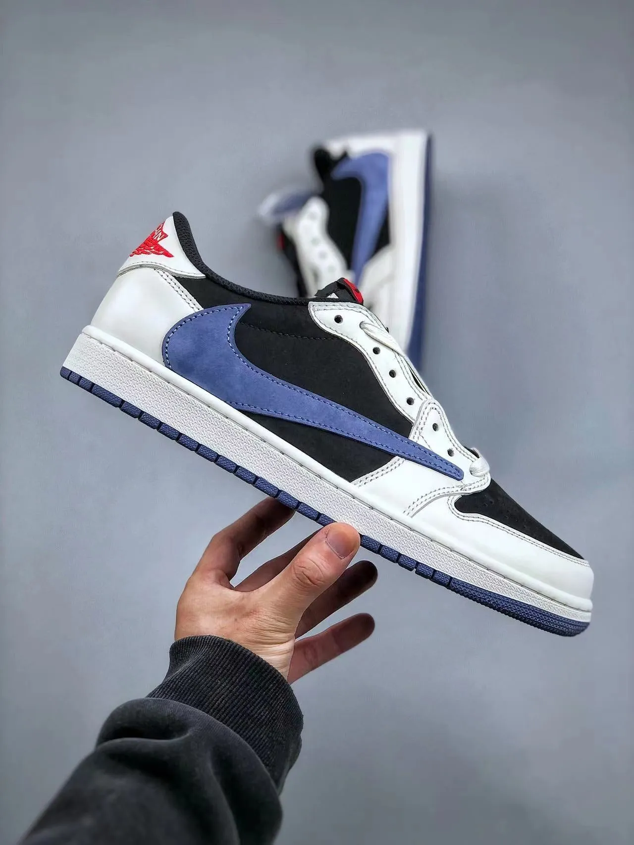 Flattering performance AJ1 Low Travis Scott Reverse Blue