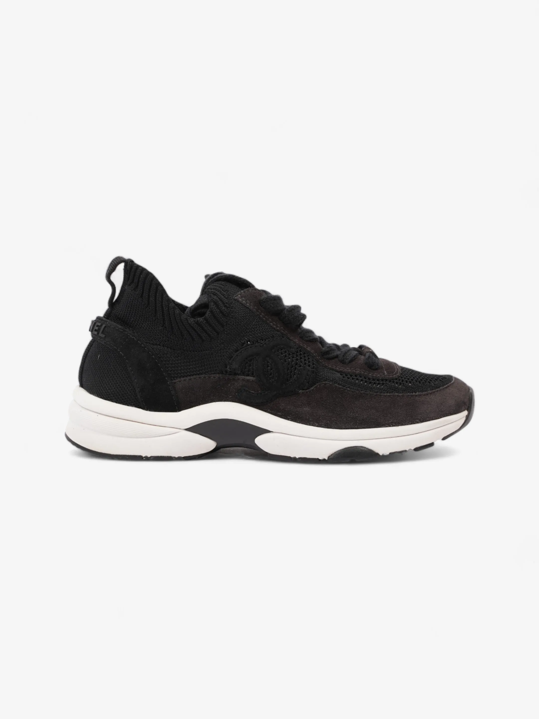 Flexi Chanel CC Logo Knit Sneaker Black Cotton EU 38 UK 5