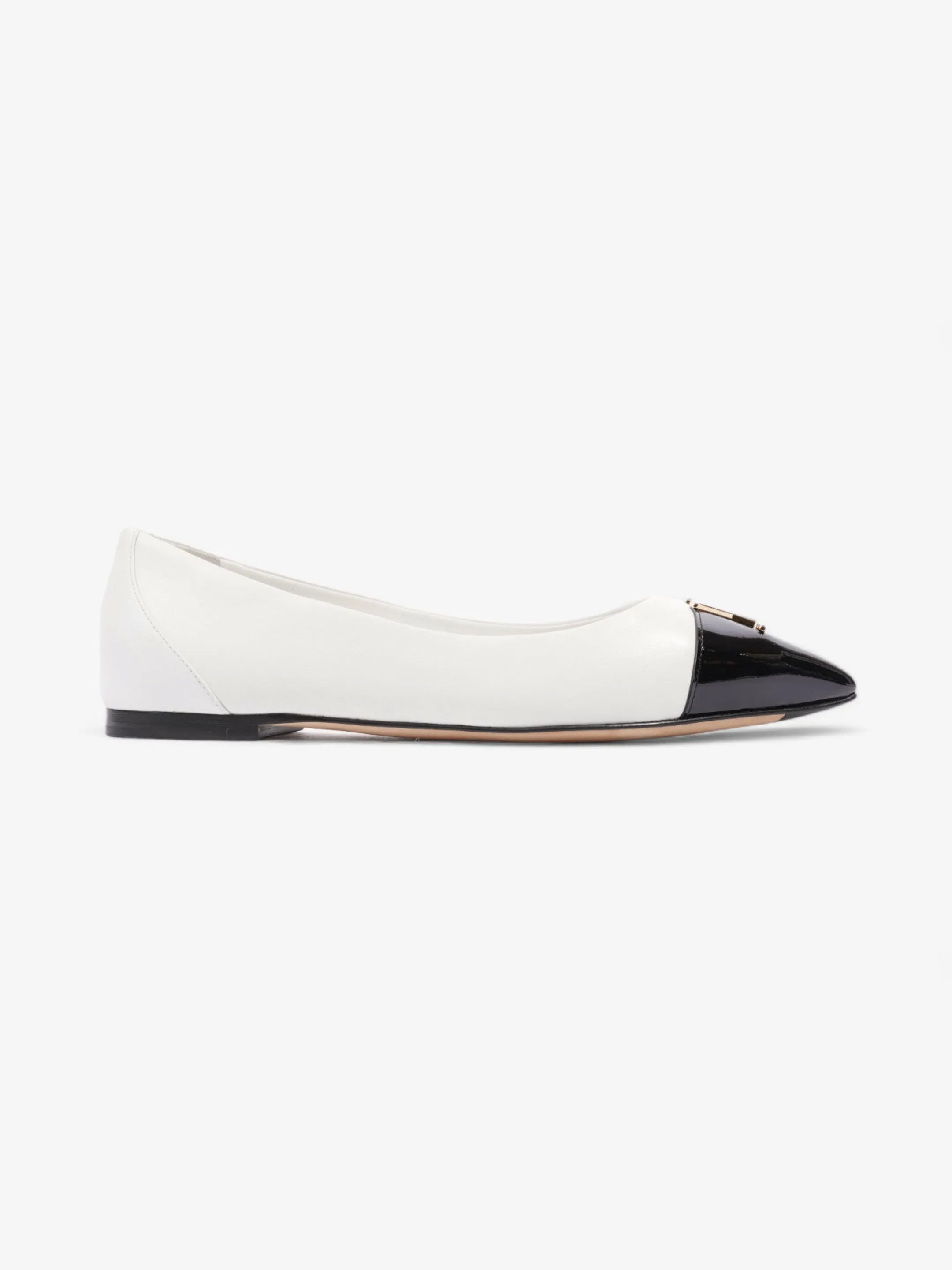 Flexible Step Louis Vuitton Capucine Flat White / Black Leather EU 36.5 UK 3.5