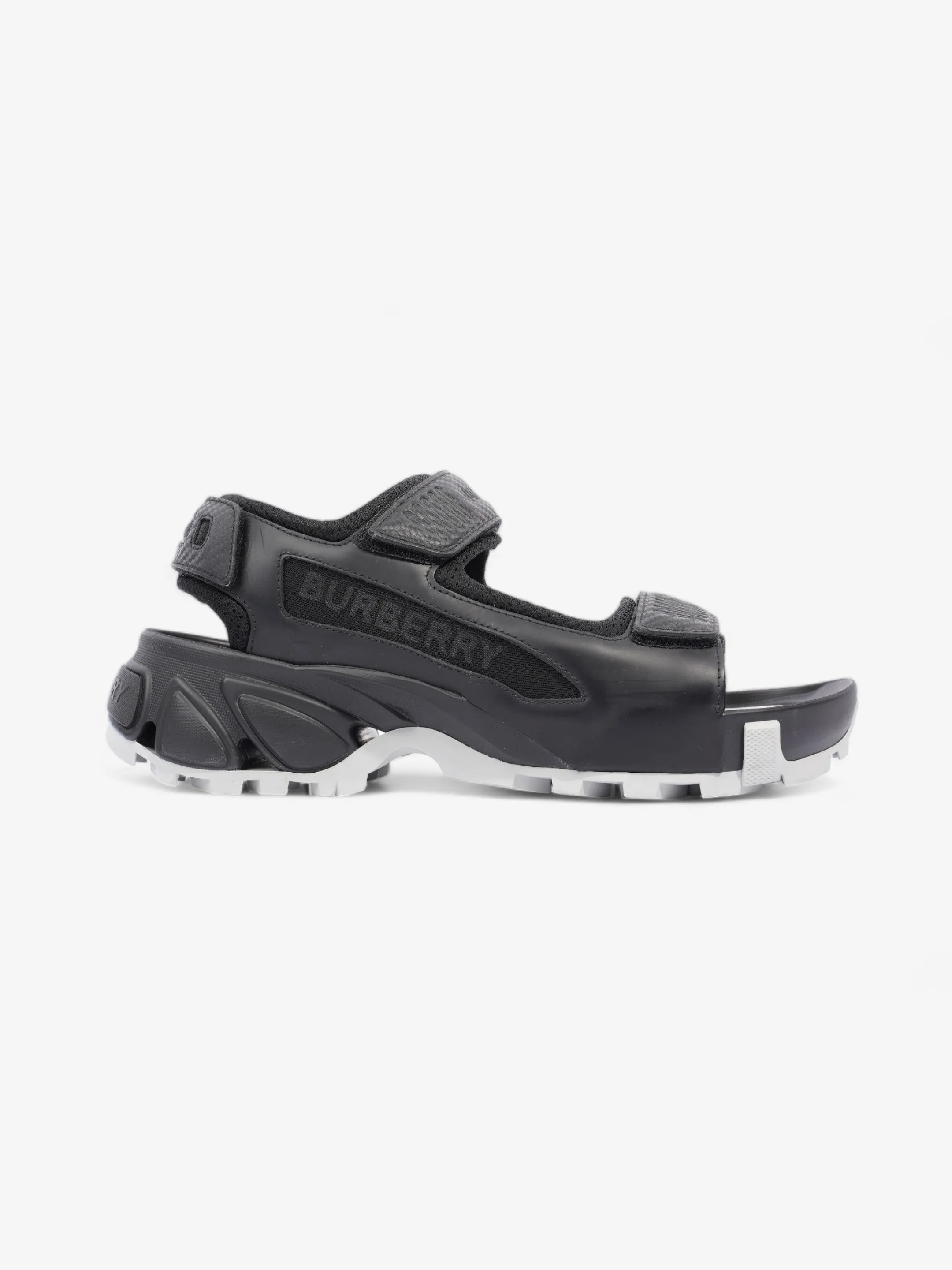 Flexible Travel Shoes Burberry Arthur Sandal Black Leather EU 41 UK 7
