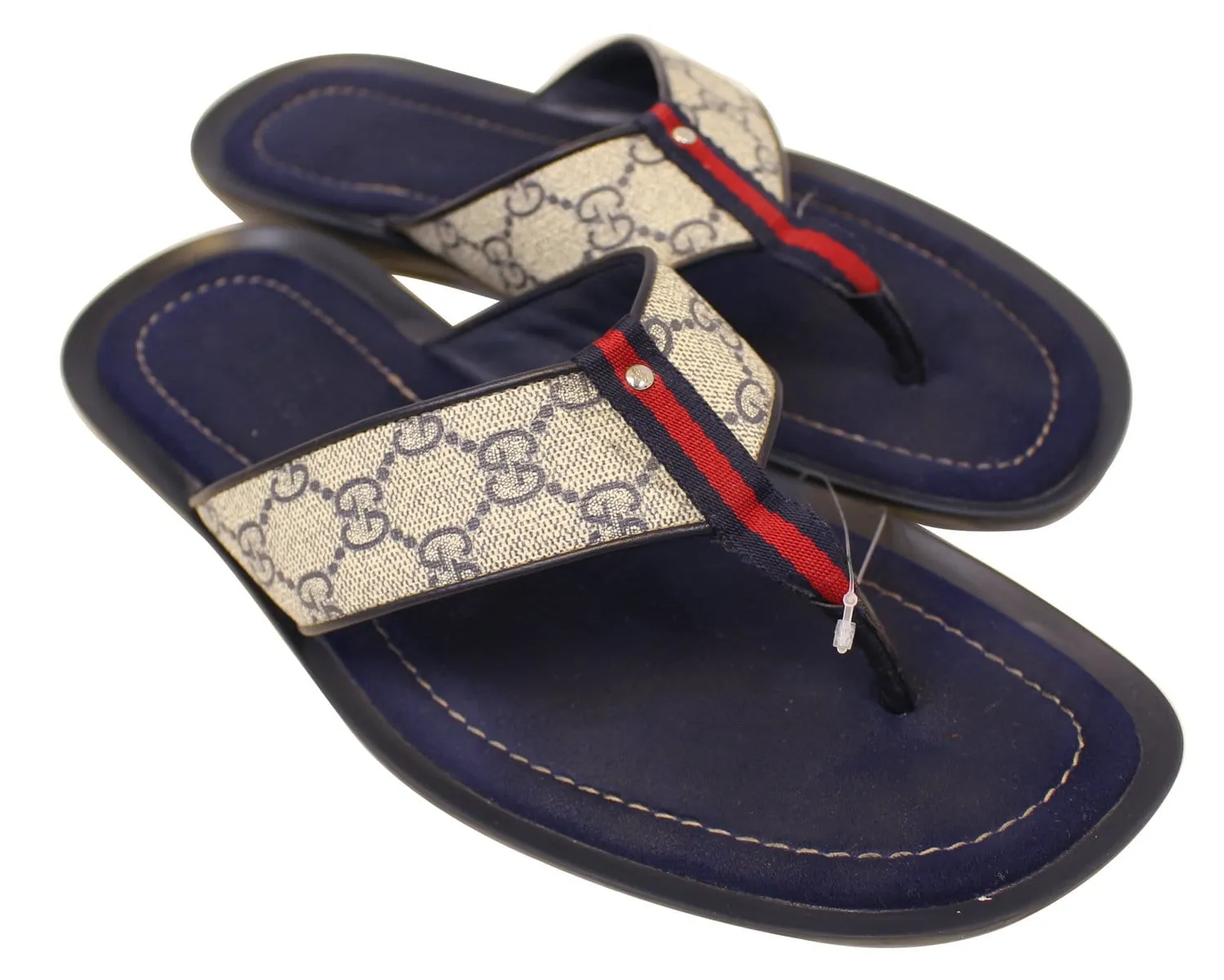 Float Step Gucci Men's GG Supreme Blue Flip Flops Sandals Size 9 G
