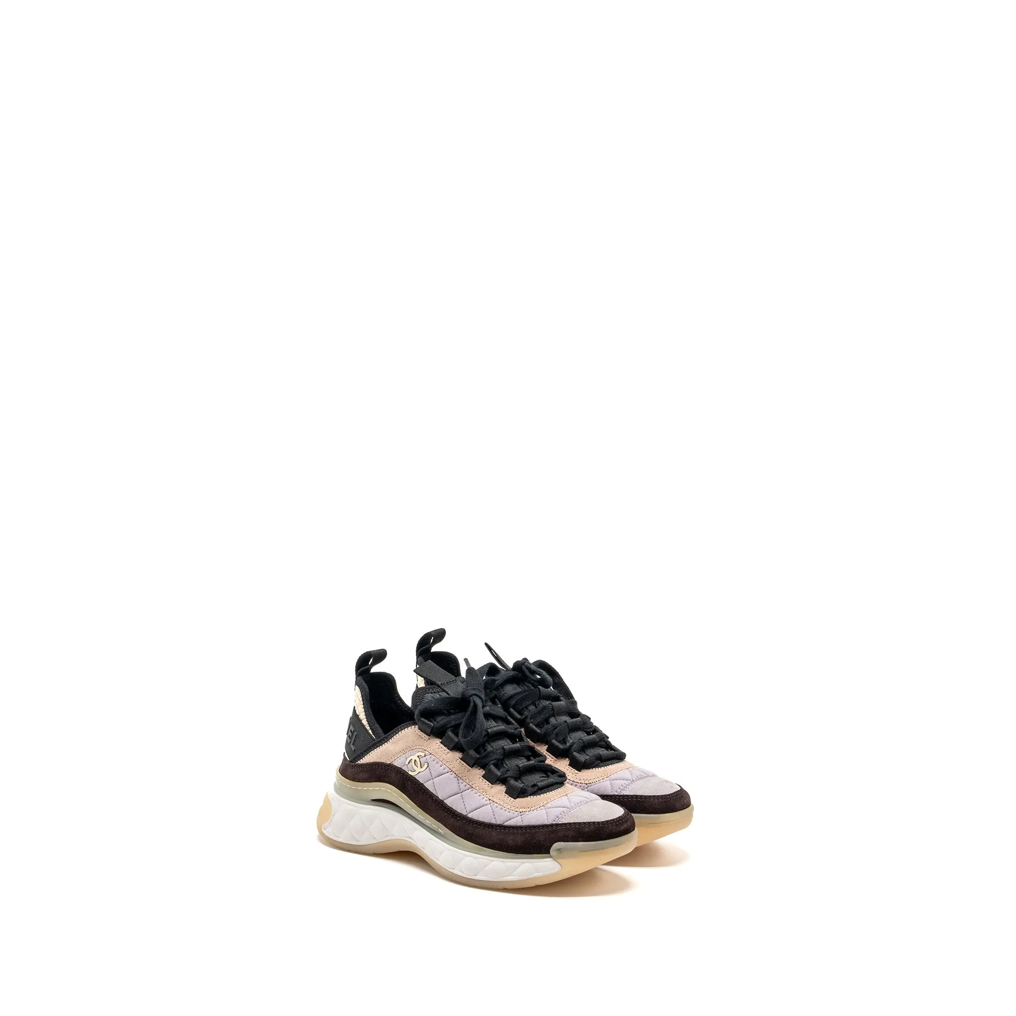 Foam Core Chanel size 35 21K sneakers fabric/suede calfskin light purple/ beige/multicolour