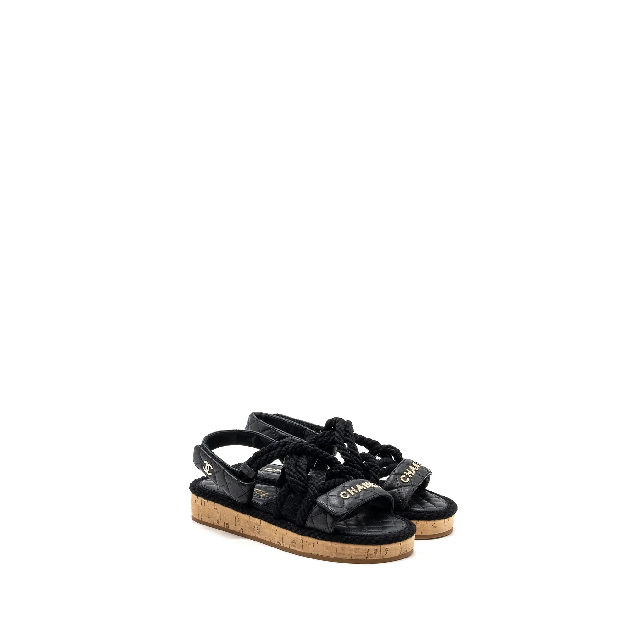 Foot Care Chanel 21s Size 35 Quilted Letter Sandals Black