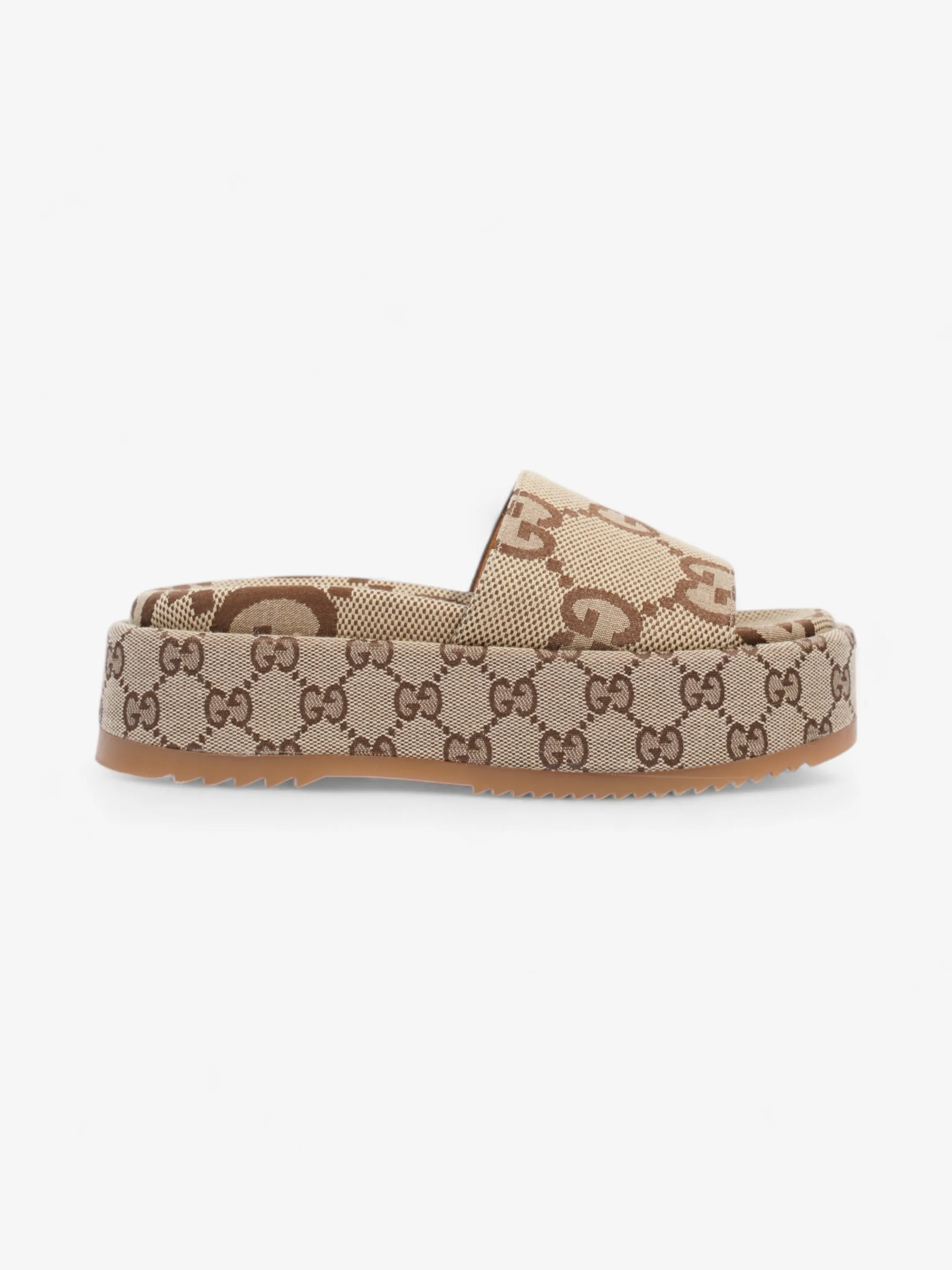 Foot Freedom Gucci GG Platform Sandals Beige  / Brown Canvas EU 35 UK 2