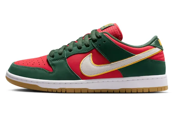 Nike SB Dunk Low Pro PRM Shoe - Fir/White/University Gold/Fire Red Vibrant Style