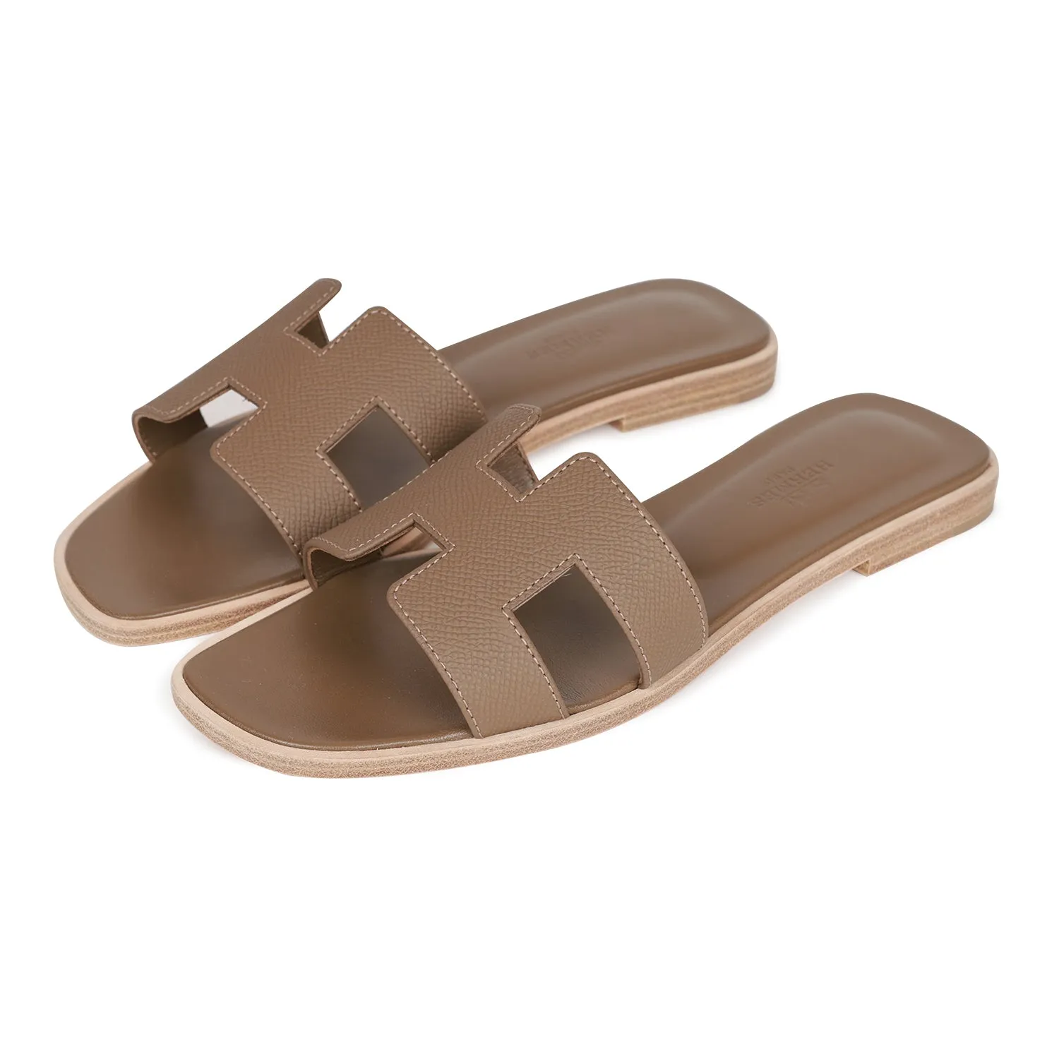 Fresh Scent Hermes Oran Sandals Etoupe Epsom 36.5