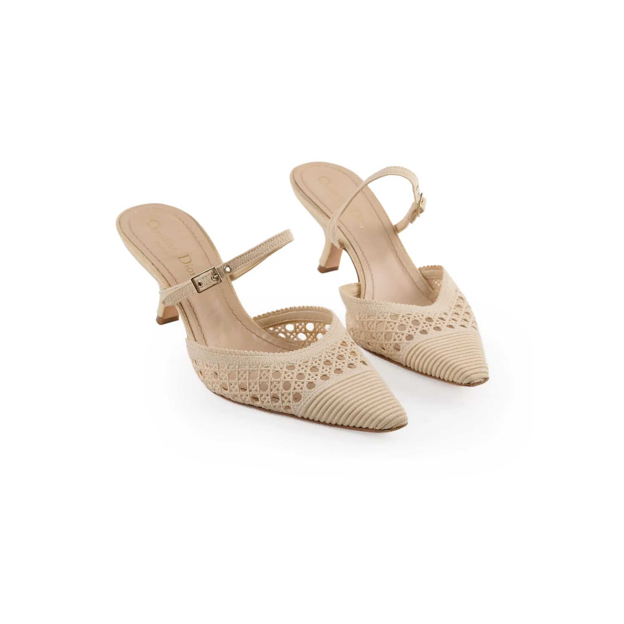 Geometric Heels Dior Rattan kitten Heels