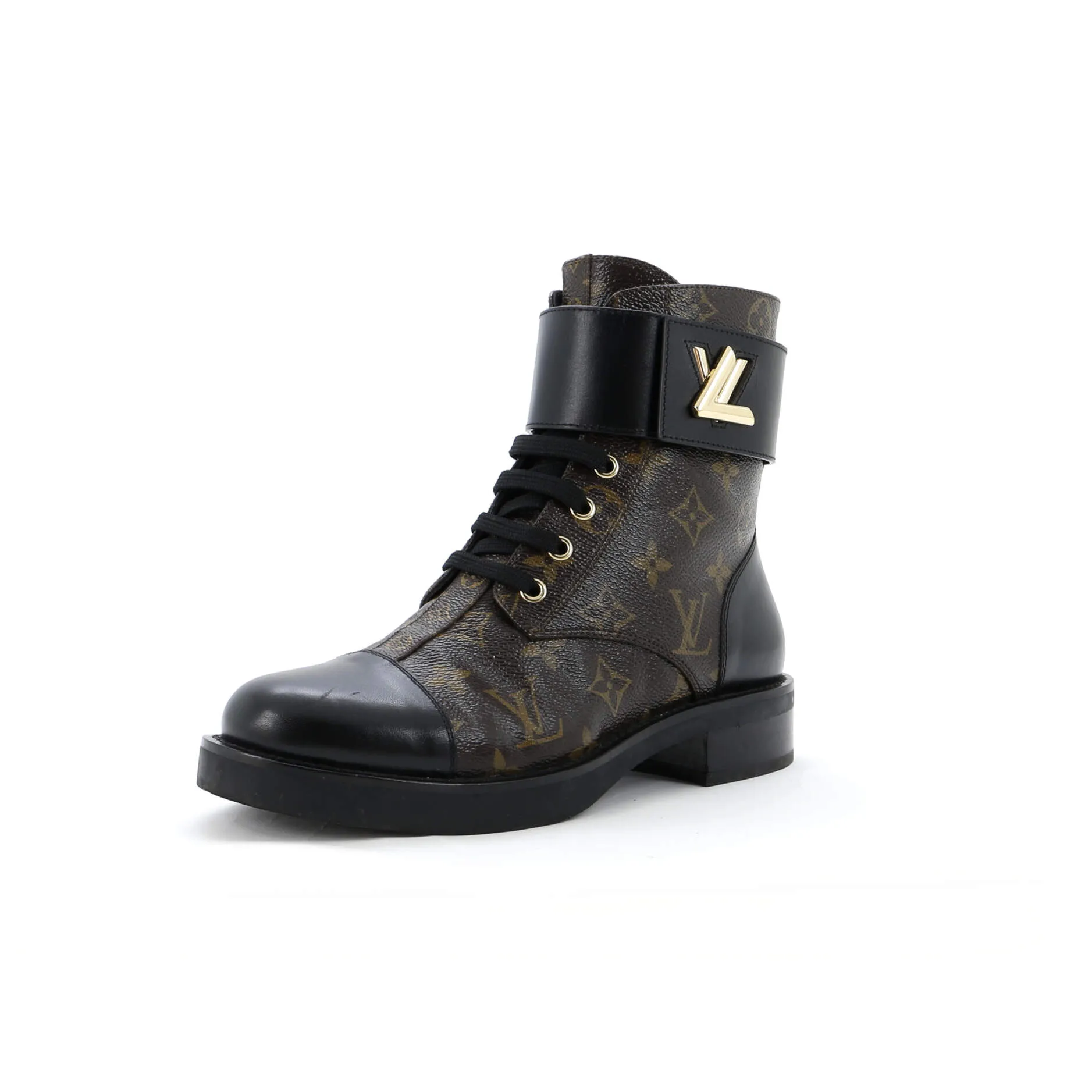 Grip Base Louis Vuitton Women's Wonderland Flat Ranger Boots Monogram Canvas and Leather