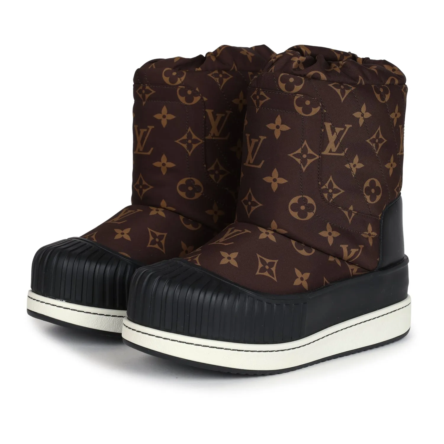 Grip Endure Louis Vuitton Polar Flat Half Boots Brown Monogram Nylon/Rubber 36 EU