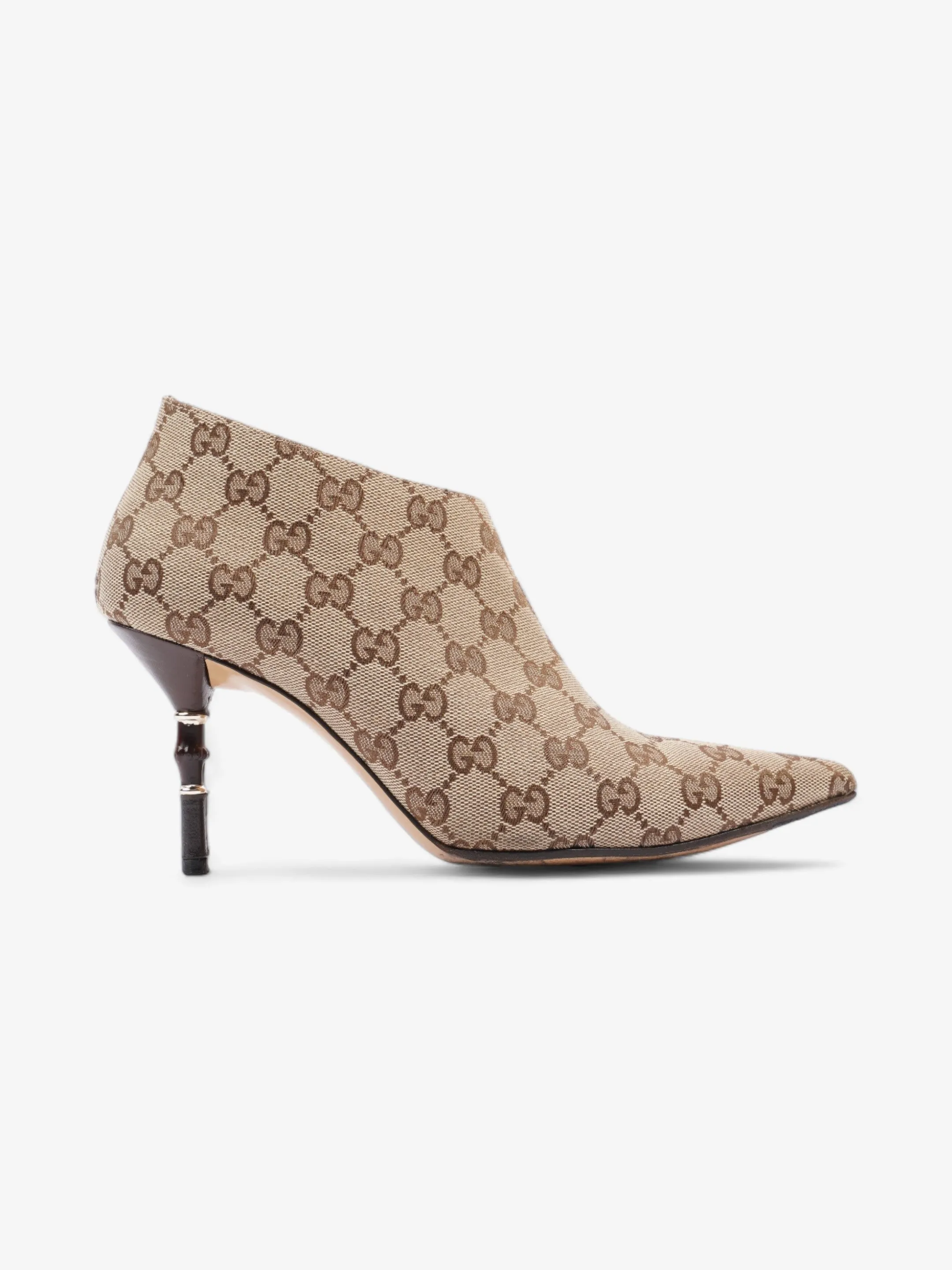 Grip Guard Pro Gucci Ankle Heeled Boots 85mm Beige And Ebony GG Supreme Canvas EU 37.5 UK 4.5