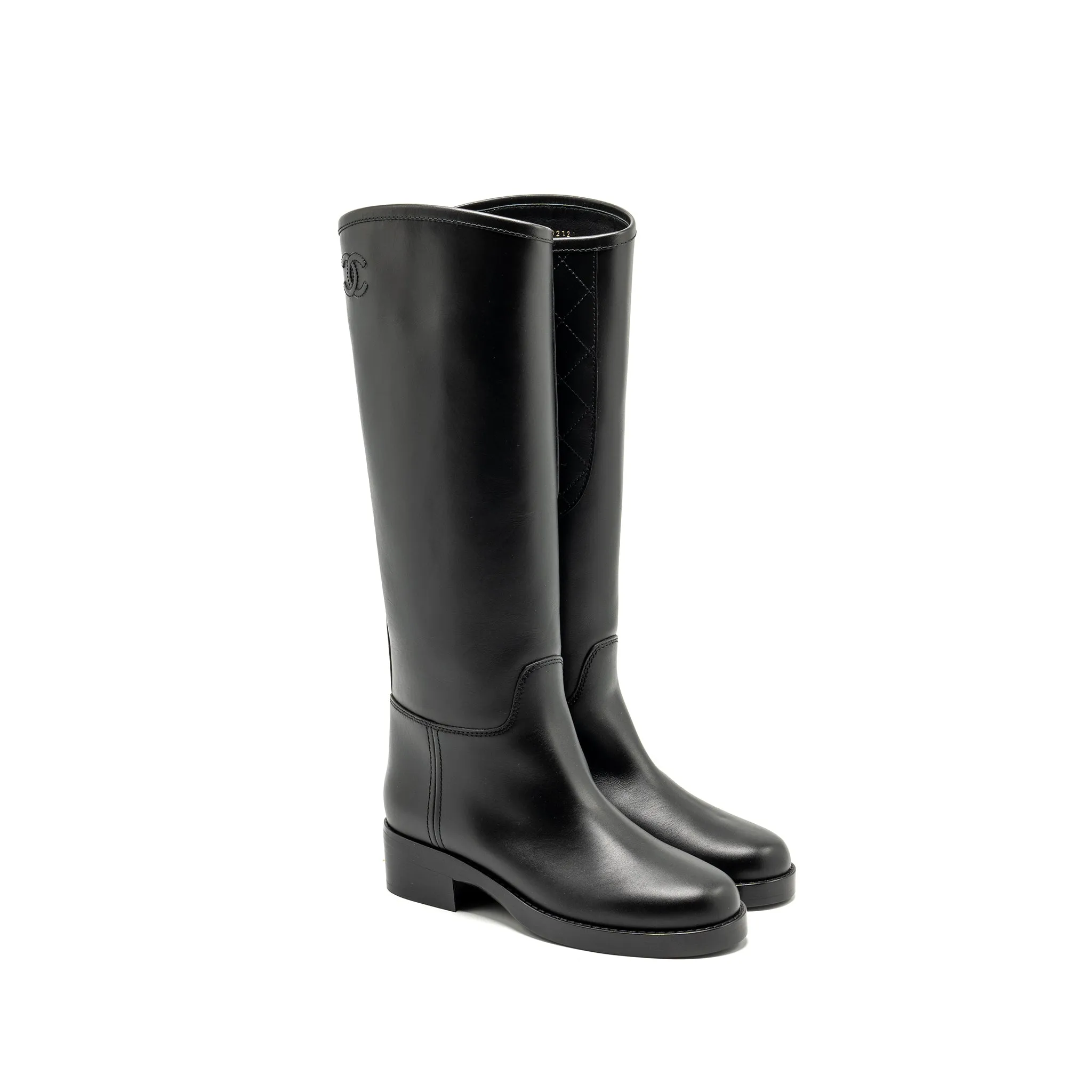 Grip Supreme Pro Chanel Size 38 CC Logo High Boots Calfskin Black