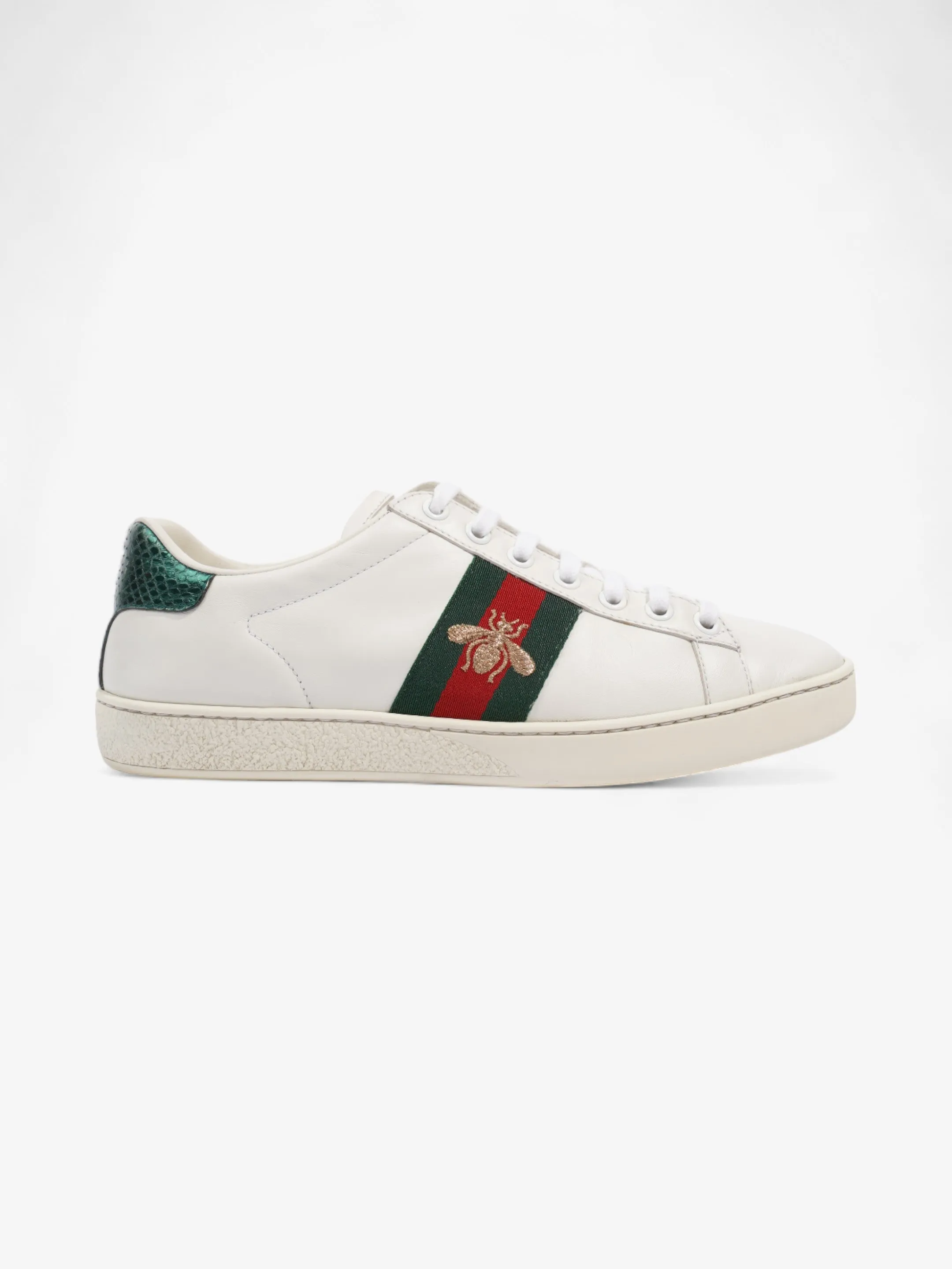 Gucci Ace Embroidered Bee Sneakers White / Green / Red Leather EU 37 UK 4 Seamless performance