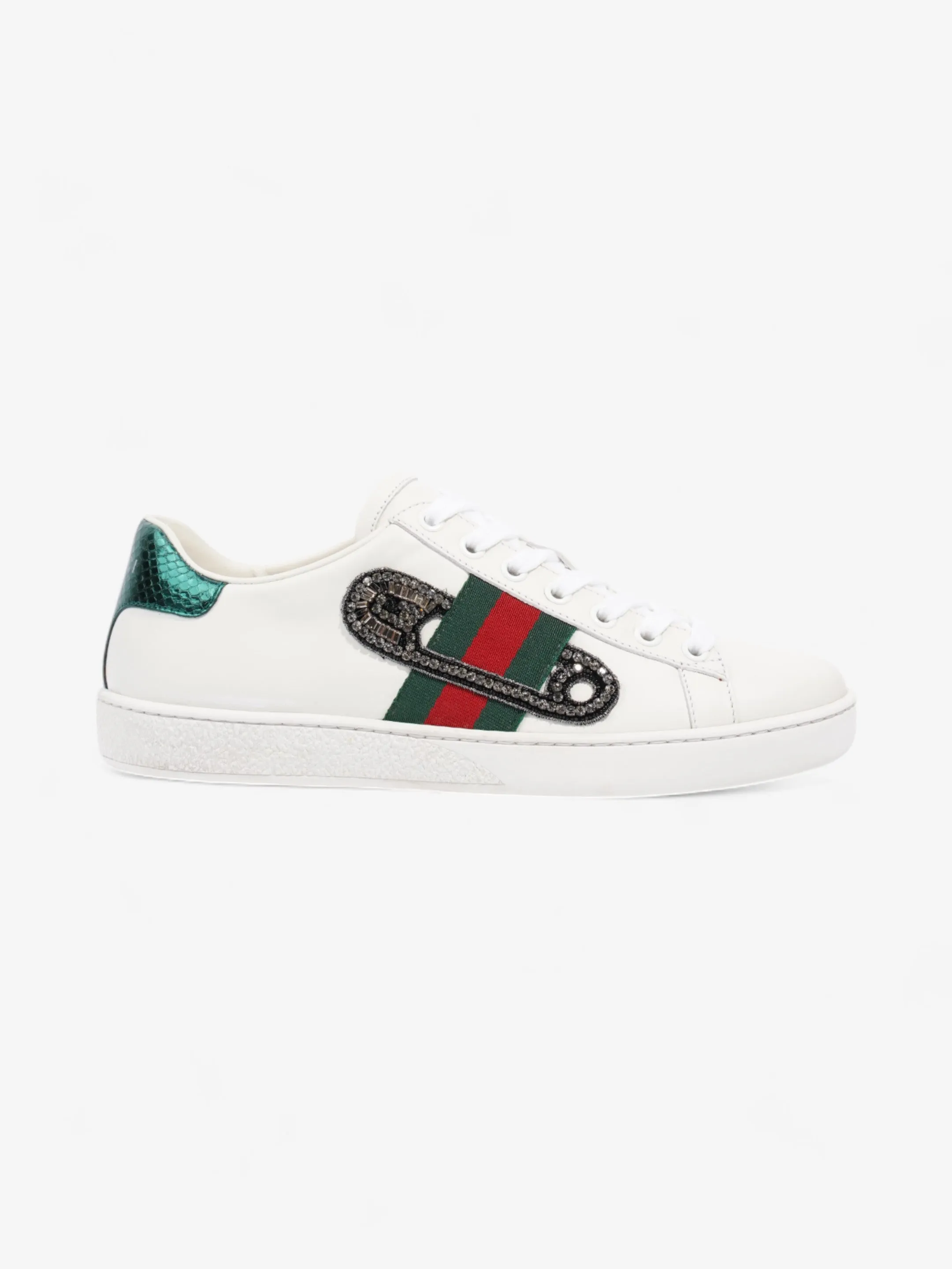 Gucci Ace Low Pin Sneakers White  / Green / Red Leather EU 36.5 UK 3.5 Ultra-soft comfort
