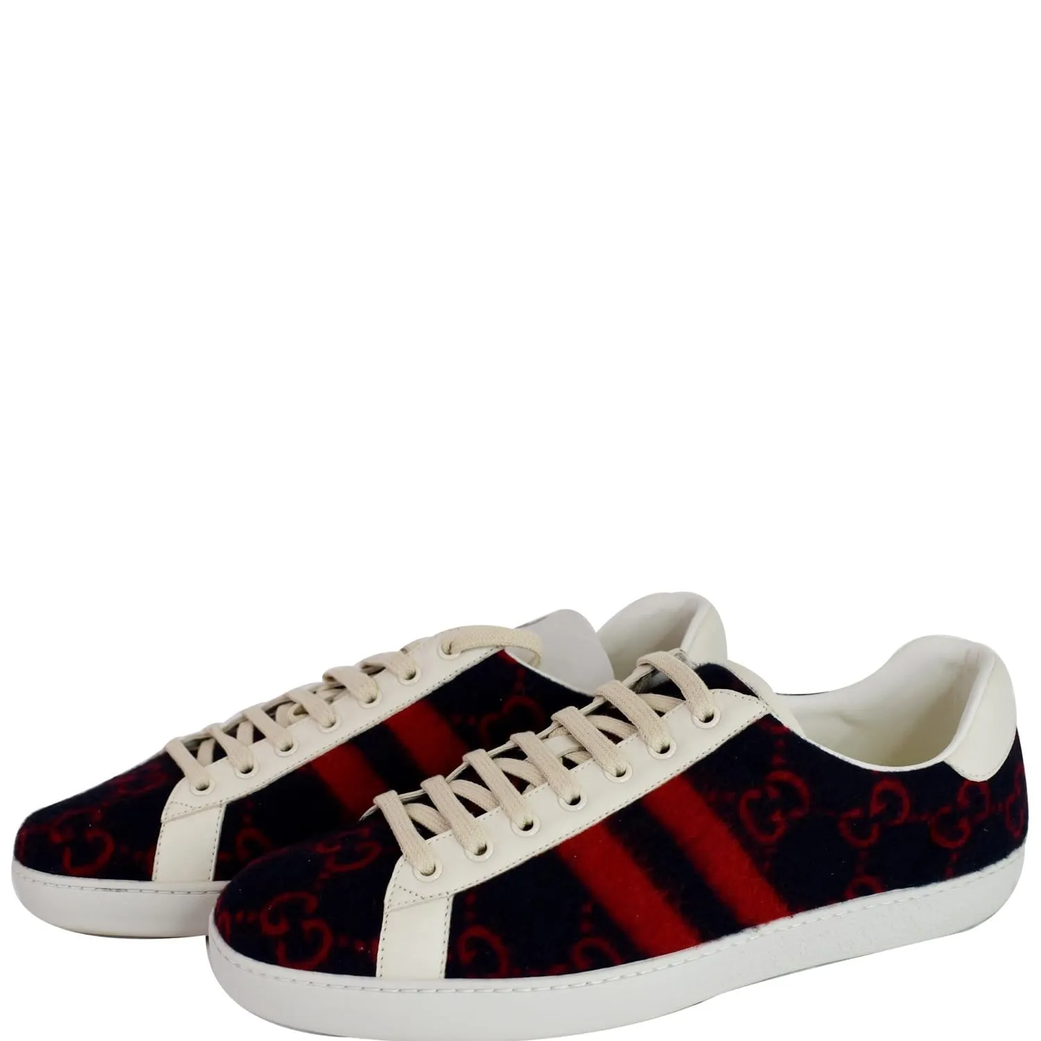 GUCCI Ace Low-Top Wool GG Monogram Sneaker Blue/Red 548695 US 9.5 - 15% OFF On-The-Go