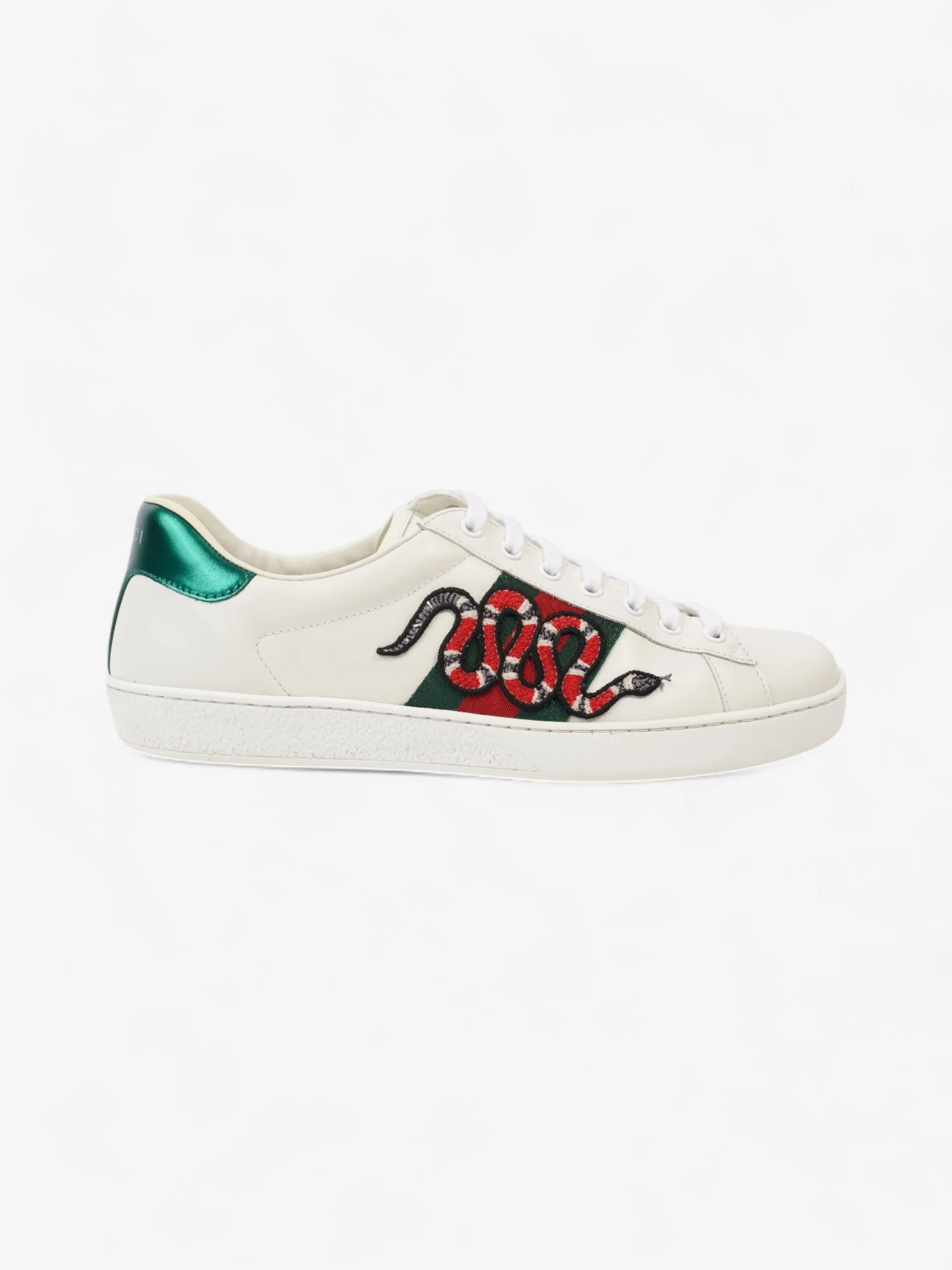 Gucci Ace Sneakers with Snake White / Red / Green Leather EU 43 UK 9 Long Wear