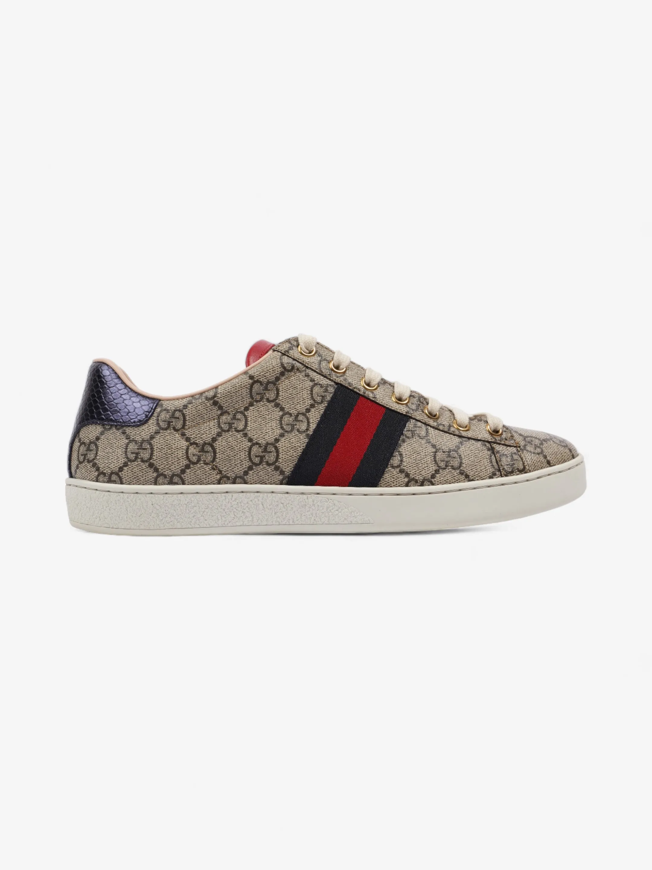 Gucci Ace Supreme GG Sneakers Beige Monogram / Red / Navy Canvas EU 39.5 UK 6.5 Cloud Cushion Tech