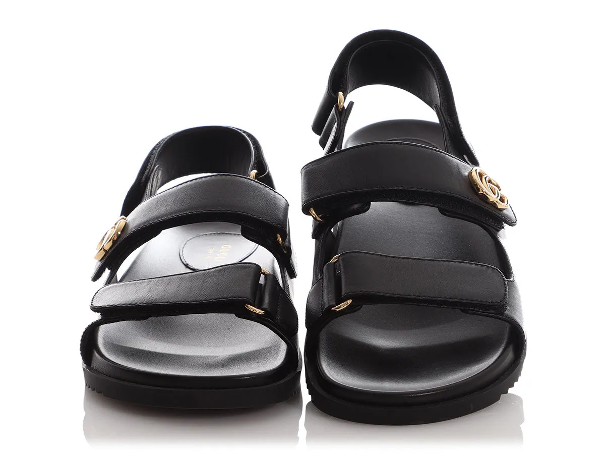 Gucci Black Moritz Velcro Sandals Pillowy Feel