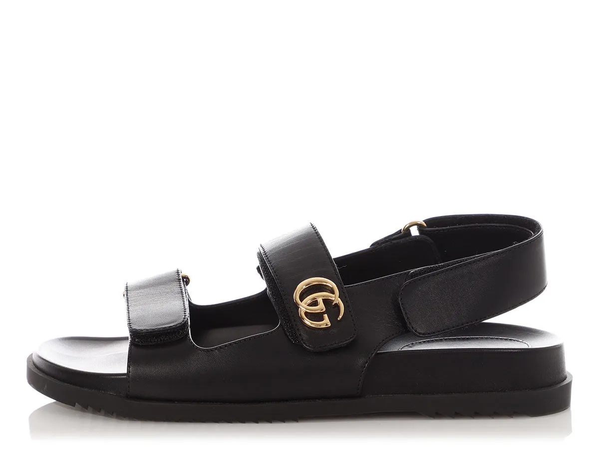 Gucci Black Moritz Velcro Sandals Pillowy Feel