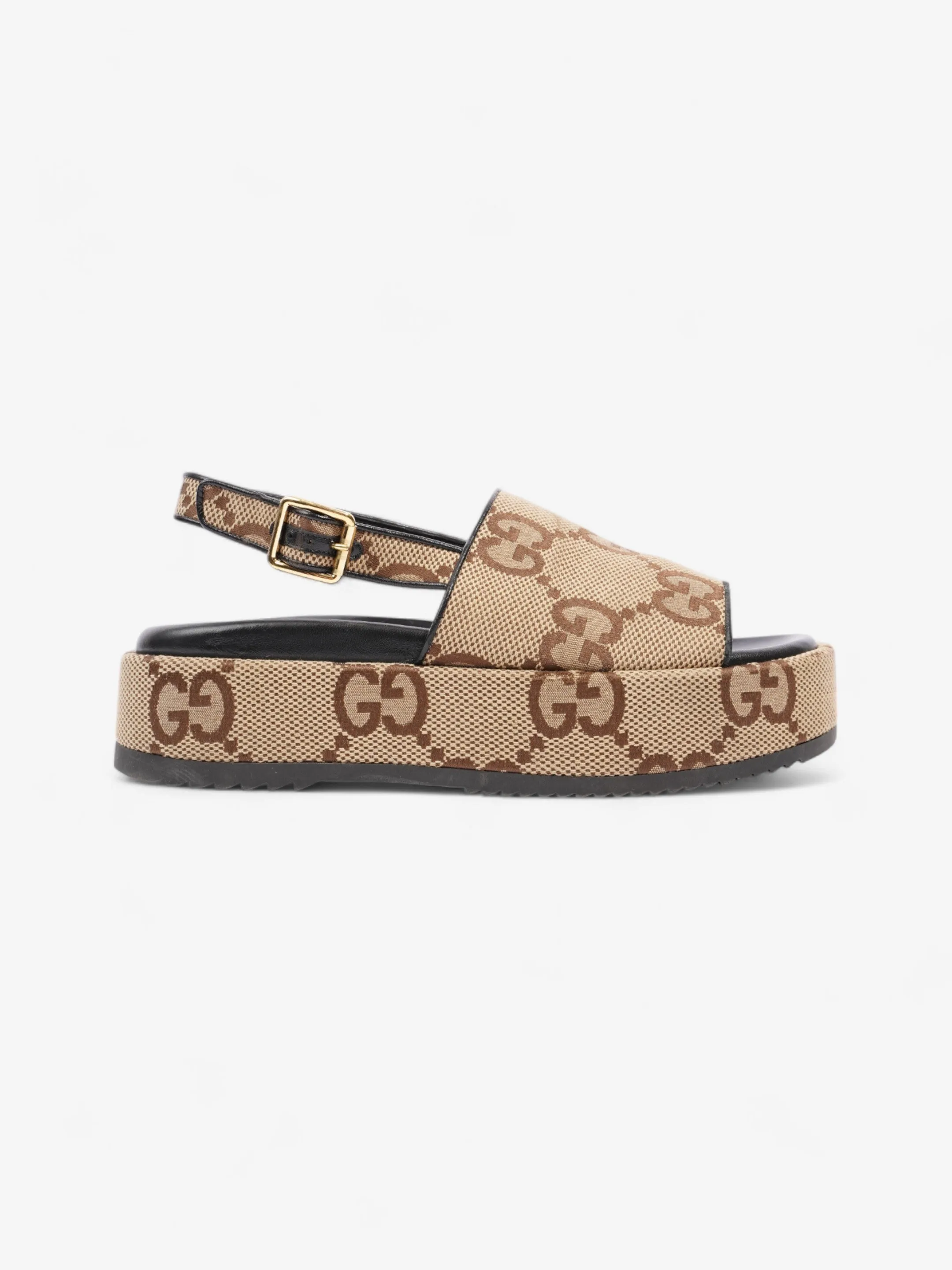 Gucci GG Angelina Platform Sandal GG Supreme / Black Canvas EU 39.5 UK 6.5 Daily Flex