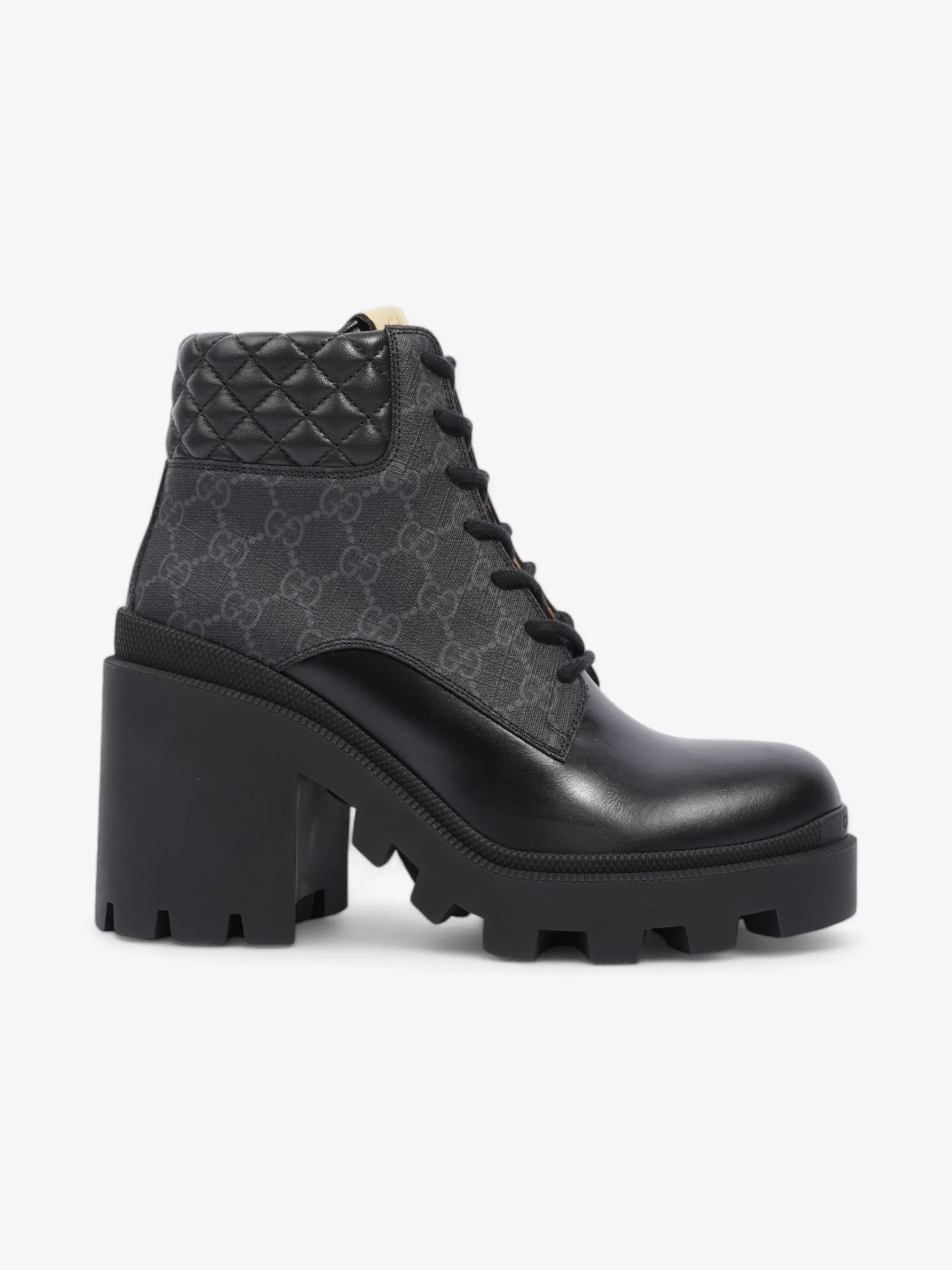 Gucci GG Ankle Boot 90 Black Leather EU 40 UK 7 Sweat Guard