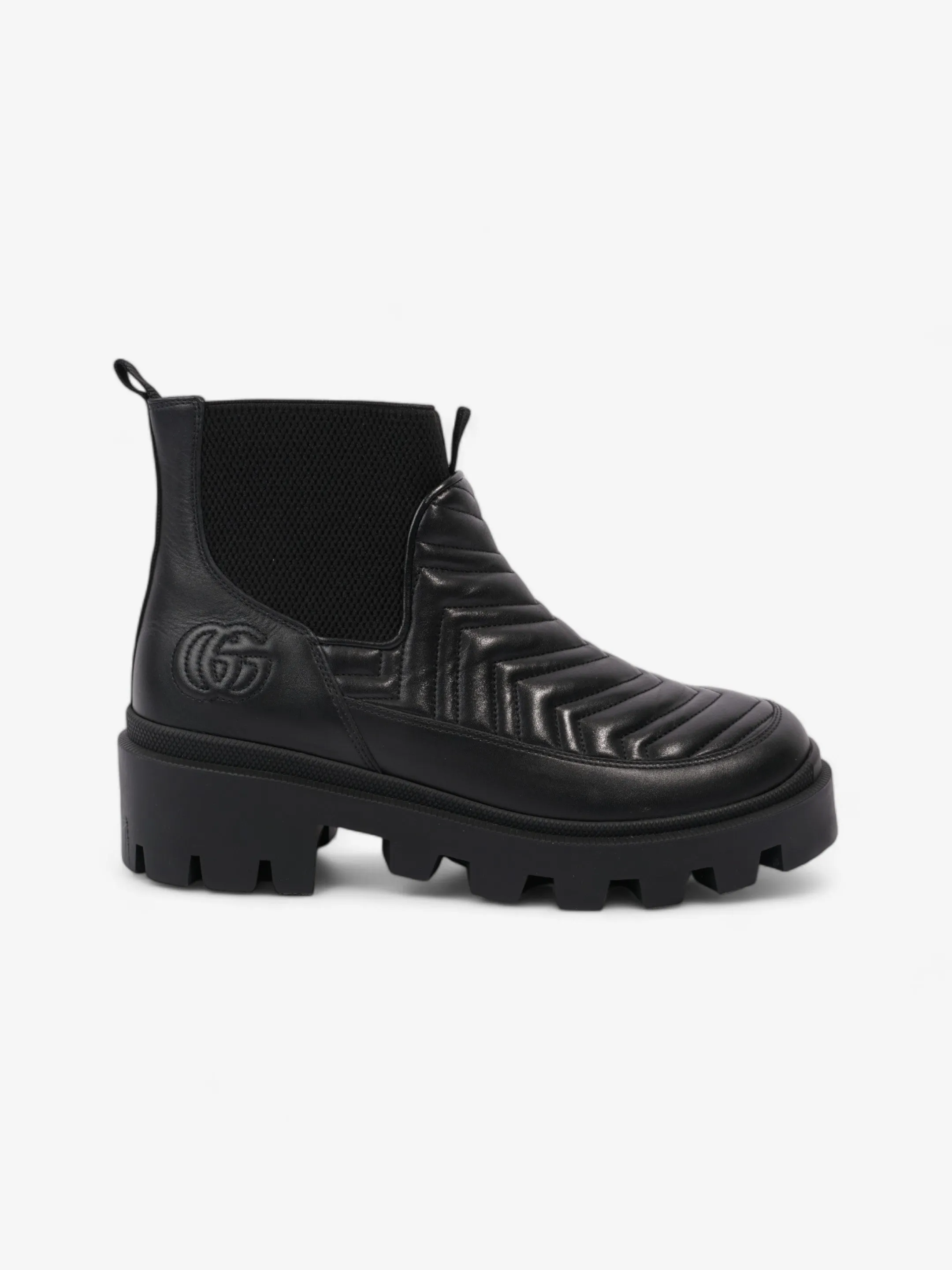 Gucci GG Marmont Boots Black Leather EU 40.5 UK 7.5 Grip Control