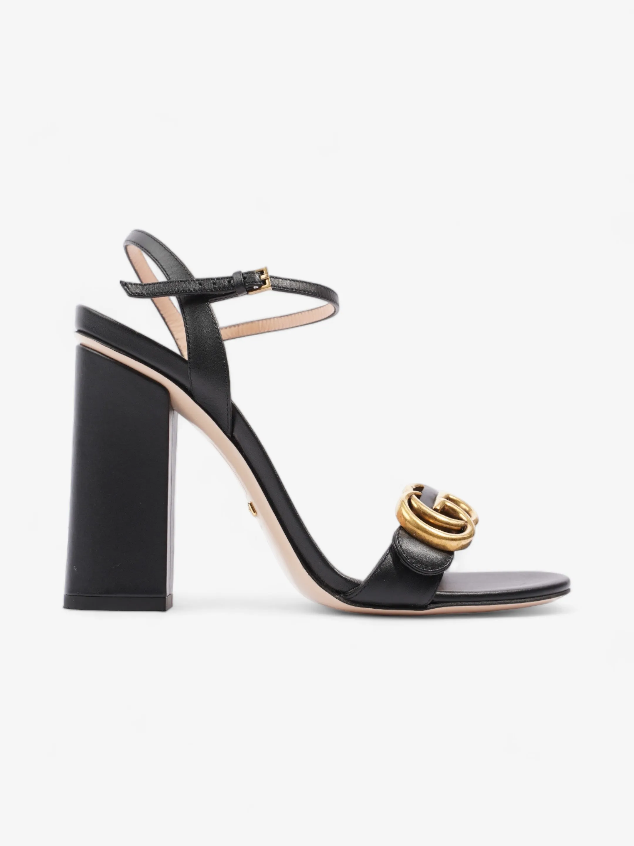 Gucci GG Marmont Heels 85mm Black Leather EU 37 UK 4 Casual Sandals