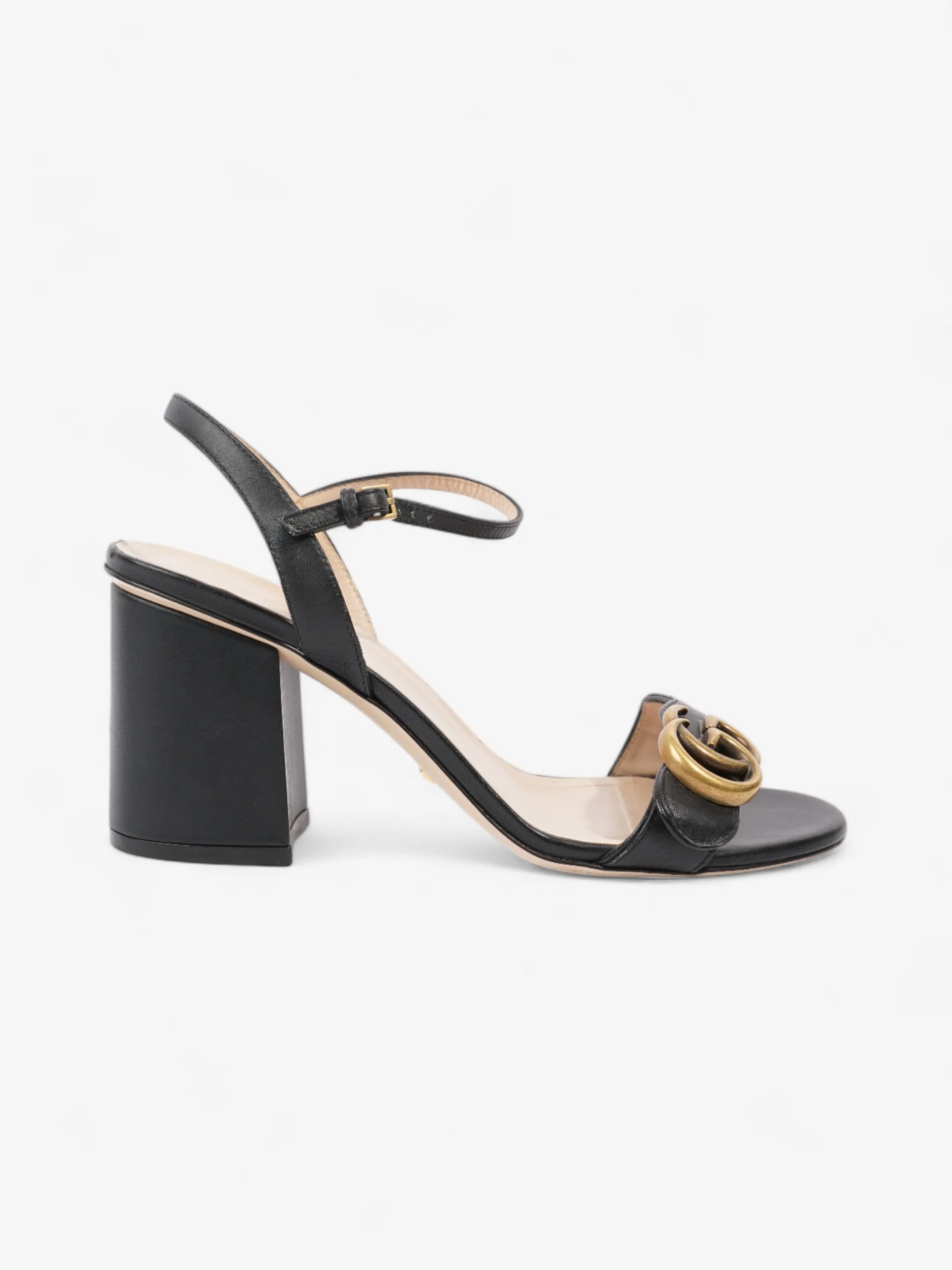 Gucci GG Marmont Sandals 70 Black Leather EU 37 UK 4 Step Easy