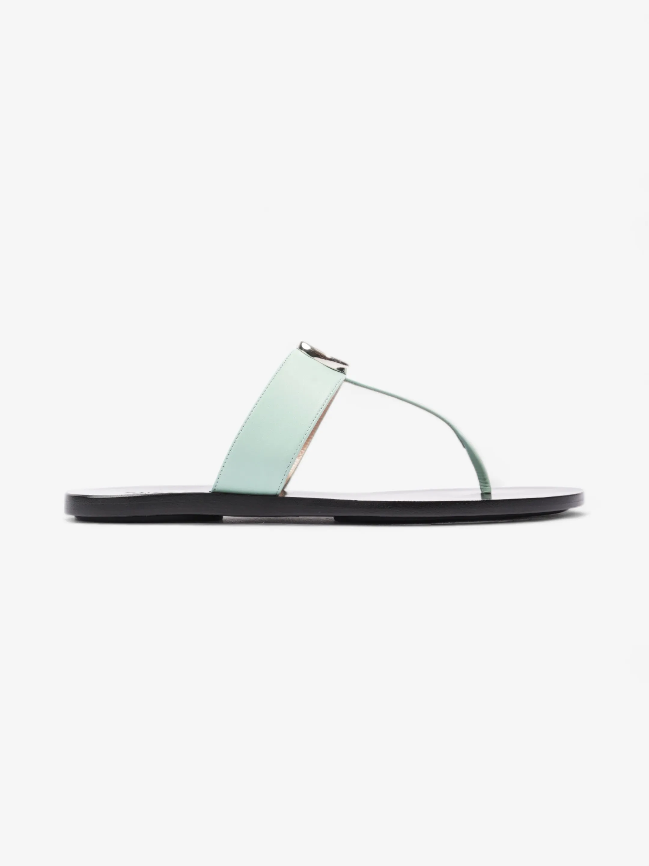 Gucci GG Marmont Thong Sandals Turquoise  / Black Calfskin Leather EU 39.5 UK 6.5 Balance Walk