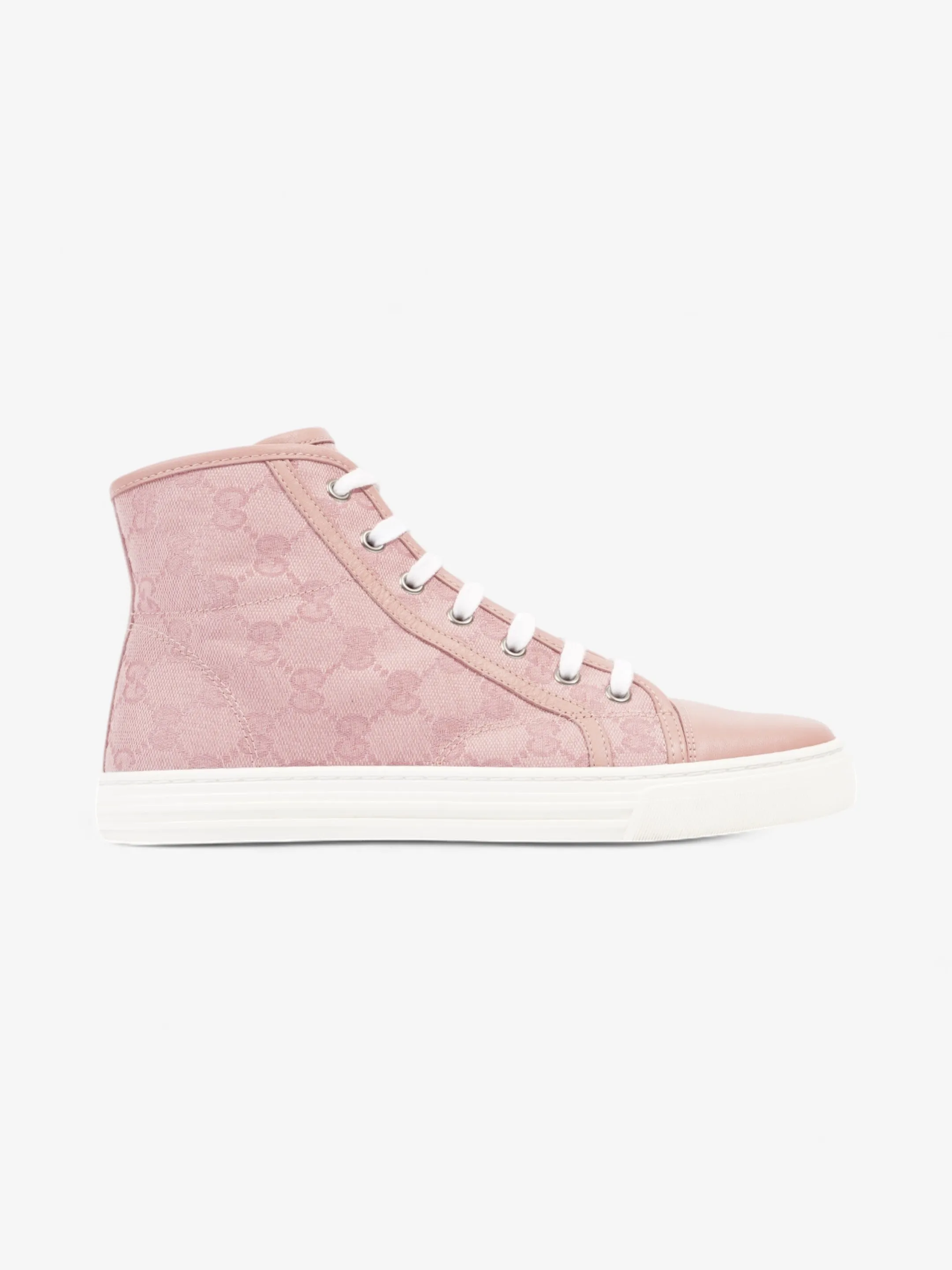 Gucci GG Monogram High-Top Sneakers Pink / White Canvas EU 38 UK 5 Elevate comfort