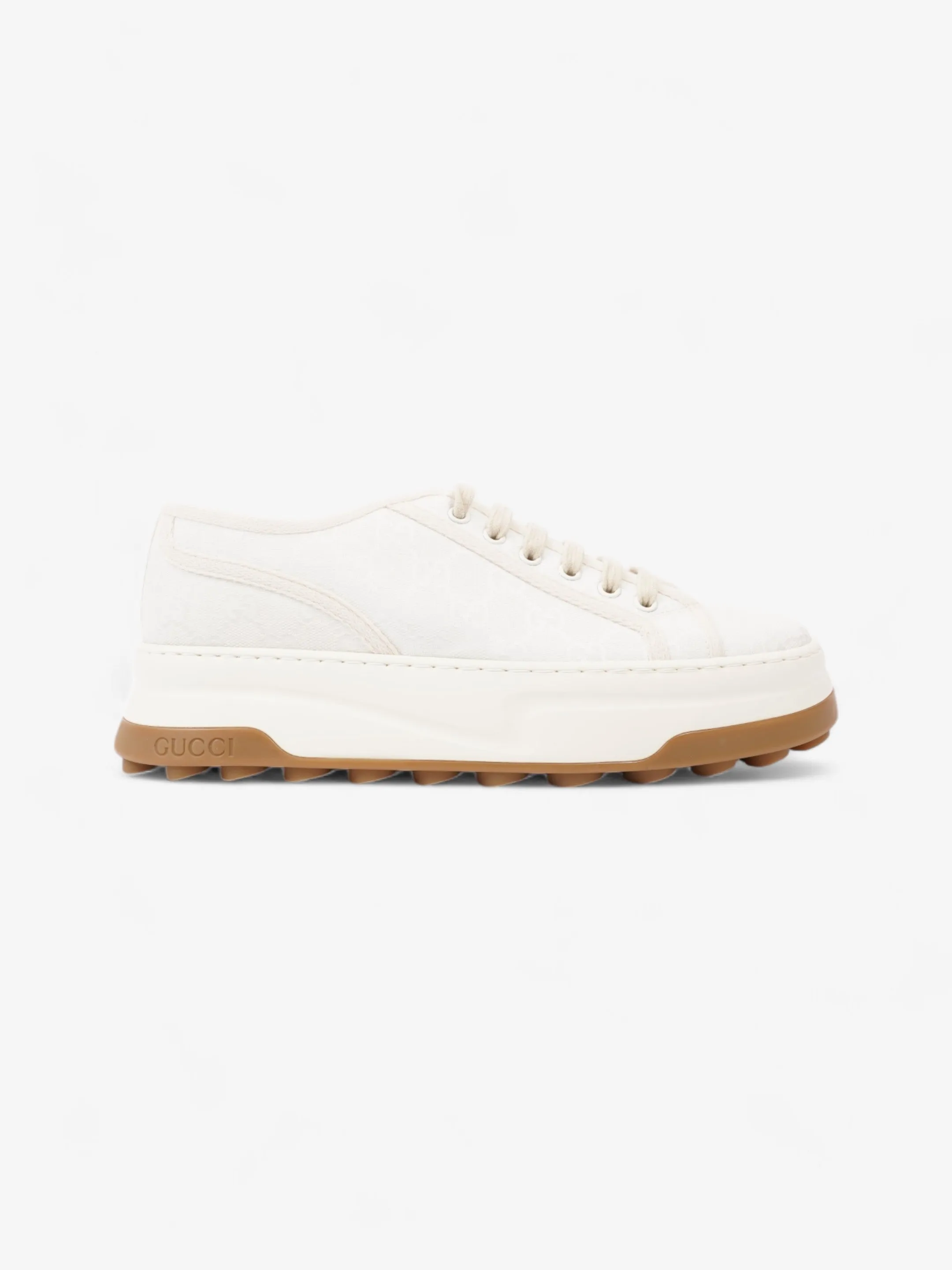 Gucci GG Tennis 1977 Platform Sneakers White  / Cream Canvas EU 41 UK 7 Base Comfort