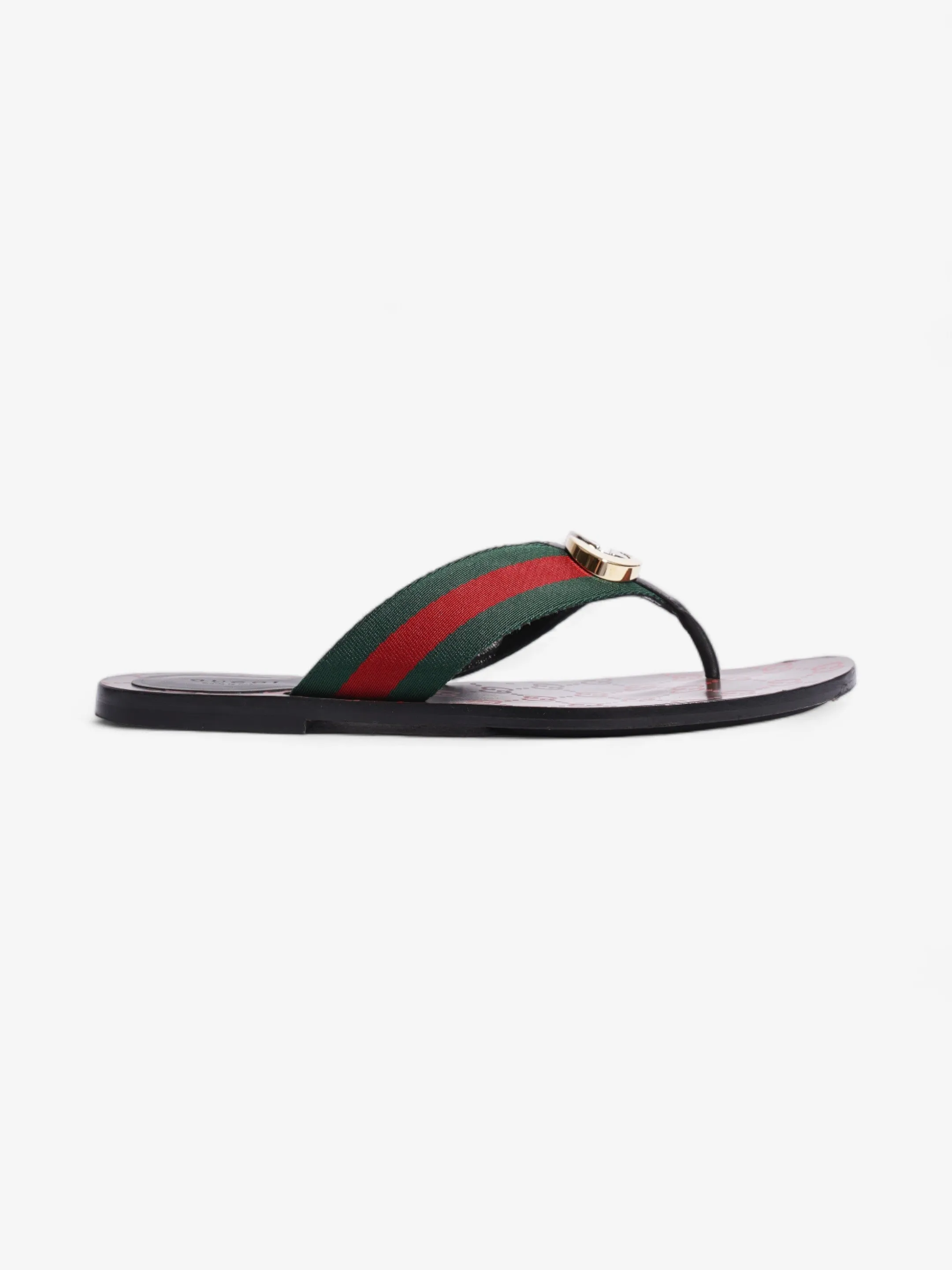 Gucci GG Thong Web Sandal Red / Green Canvas EU 39 UK 6 Elevated Footwear