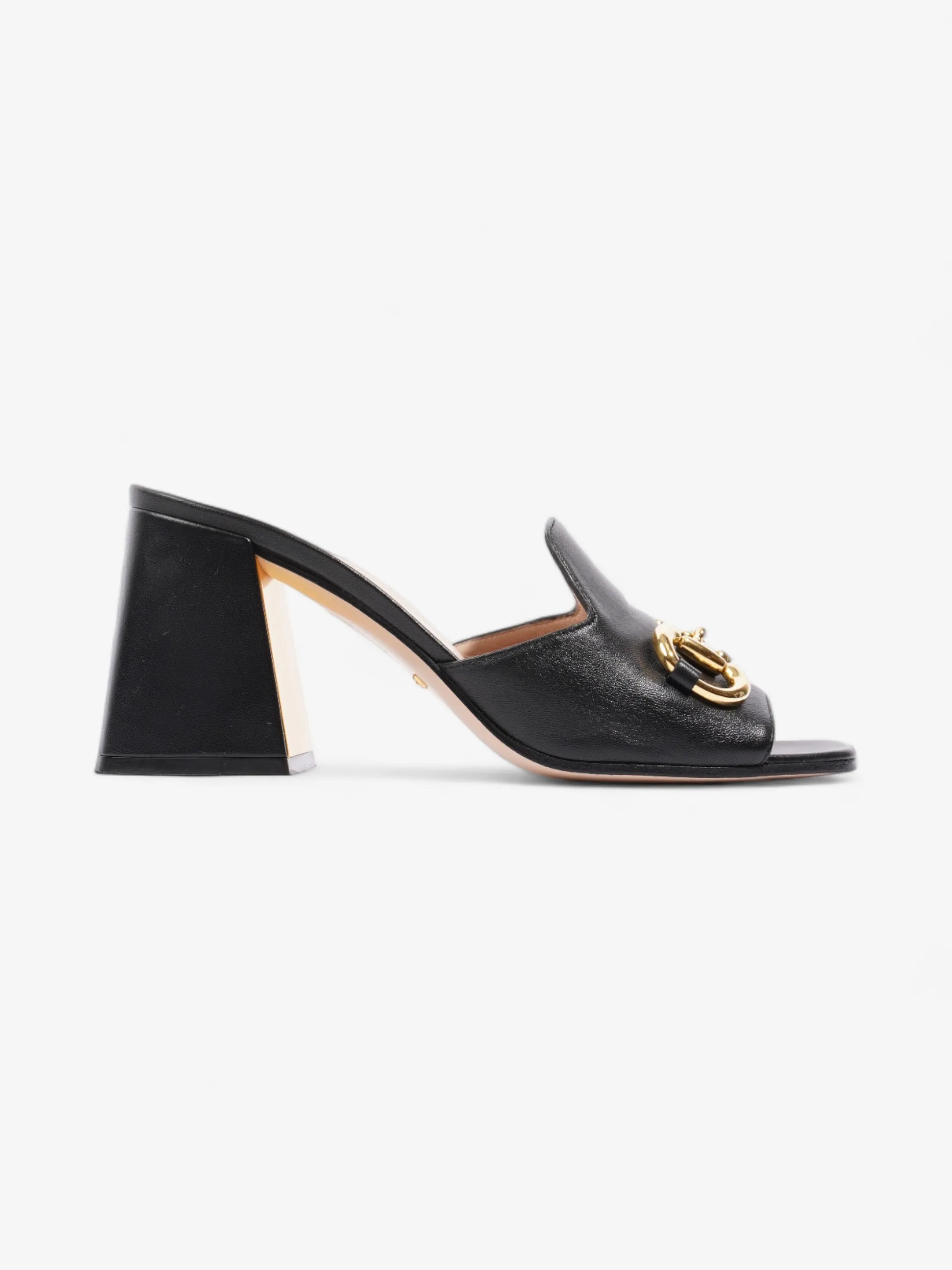 Gucci Horsebit Heeled Mules 80mm Black Leather EU 39 UK 6 lightweight fabric