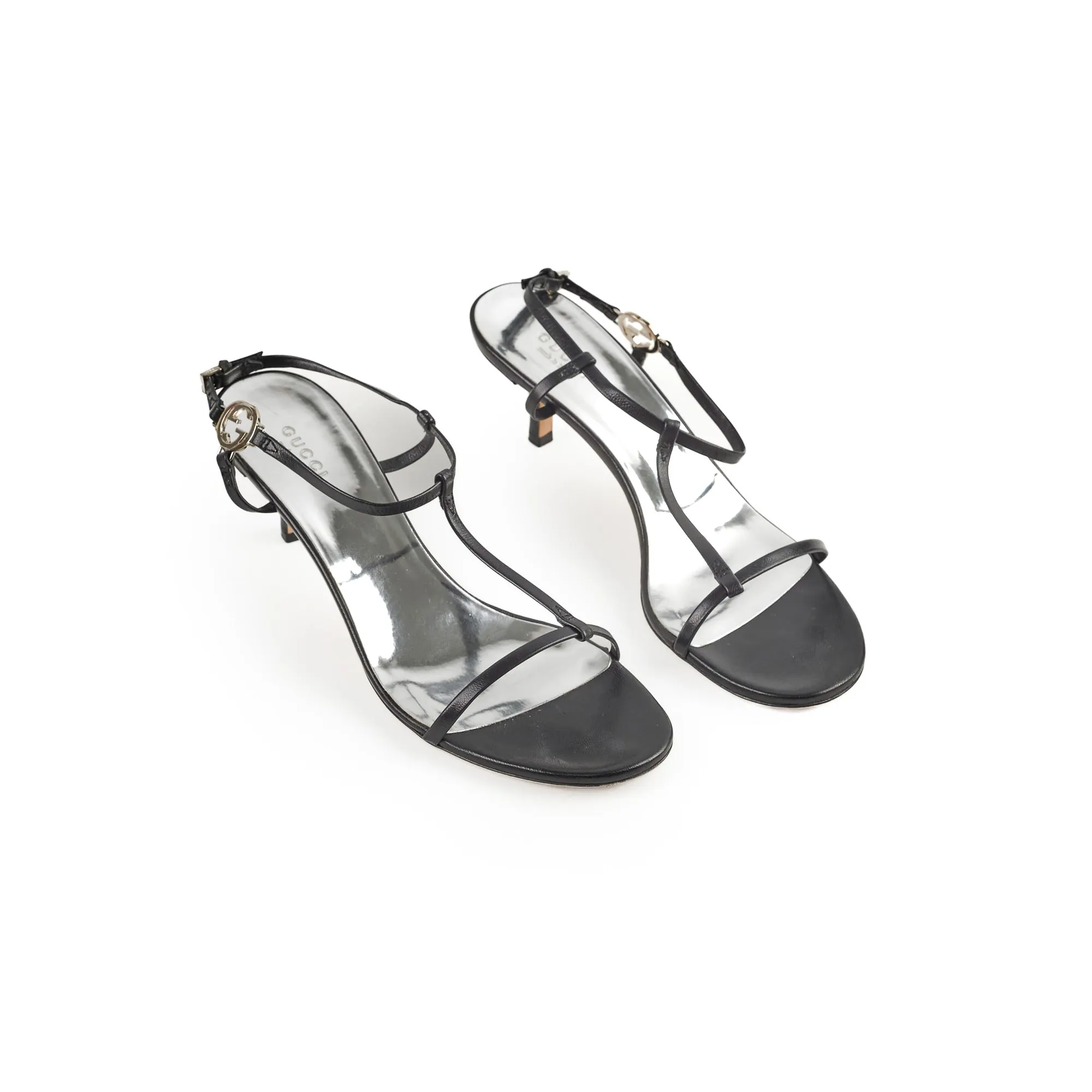 Gucci Kitten Heels Nappa Moorea Nero 38 Rubber Outsole