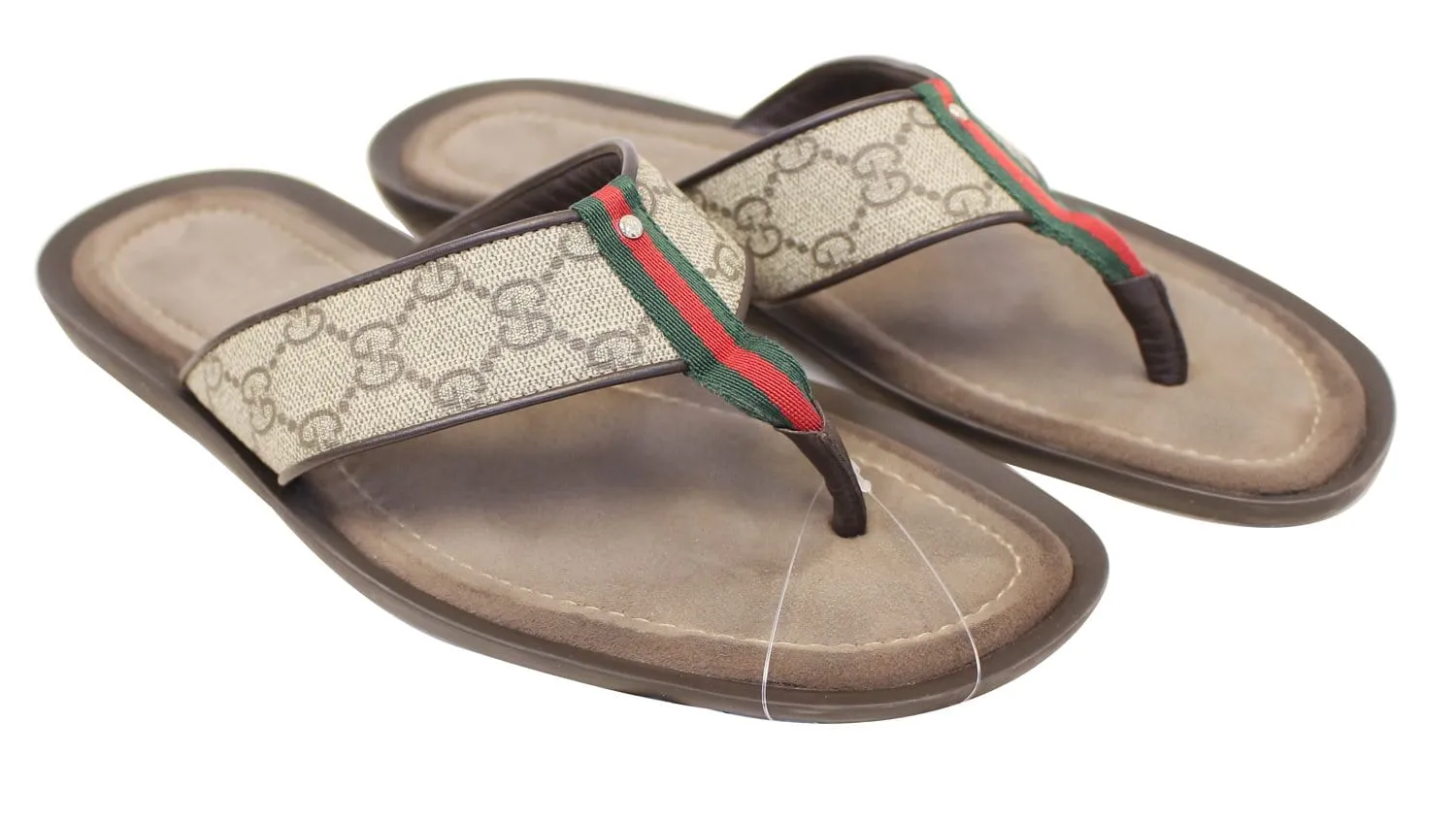 Gucci Men's GG Supreme Canvas Flip Flops Sandals Size 8 1/2G Effortless Style