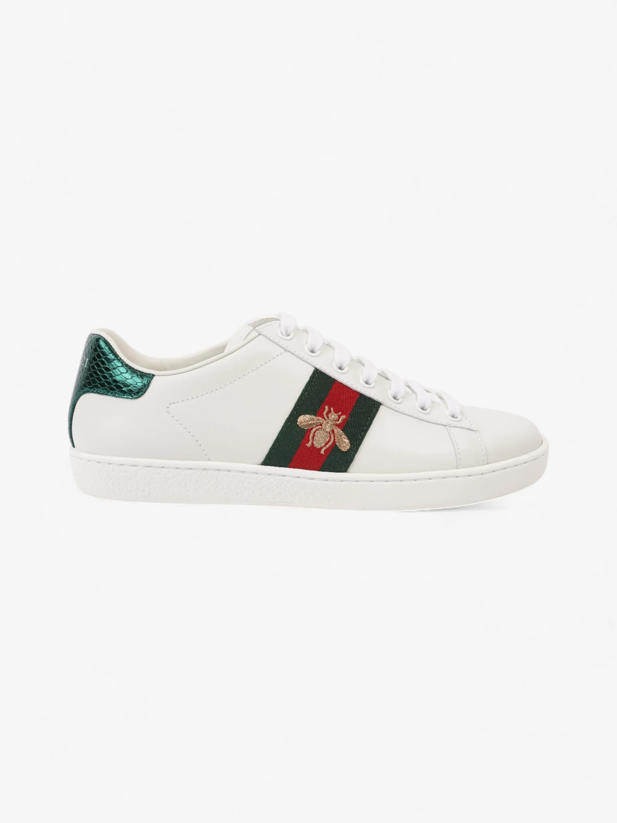 Gucci New Ace Bee Sneakers White  / Green / Red Leather EU 38 UK 5 Supportive Fit Wrap