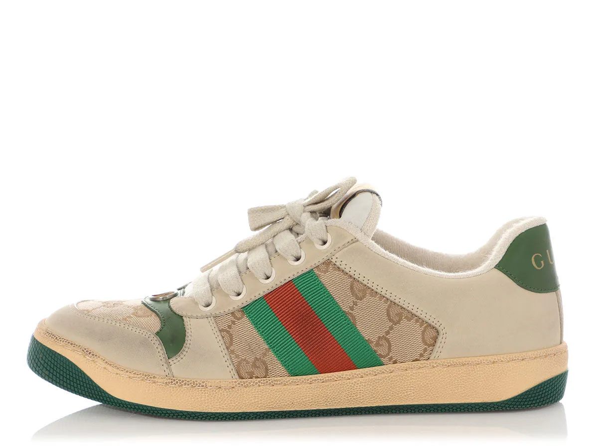 Gucci Sand and Vintage Green Screener Sneakers Active Lifestyle Fit