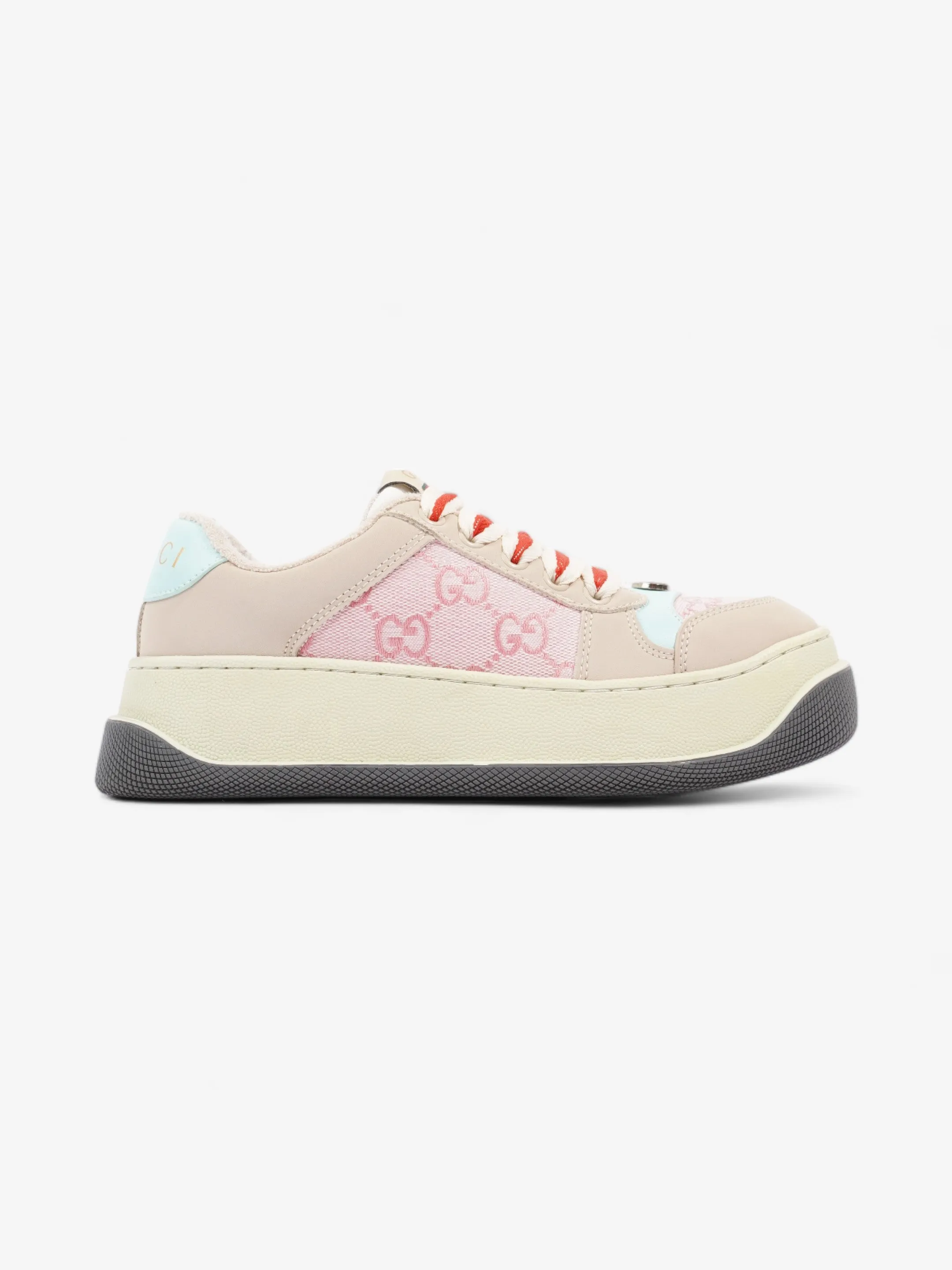 Gucci Screener Sneakers Pink / Beige / Teel Canvas EU 37 UK 4 Iconic shock absorption