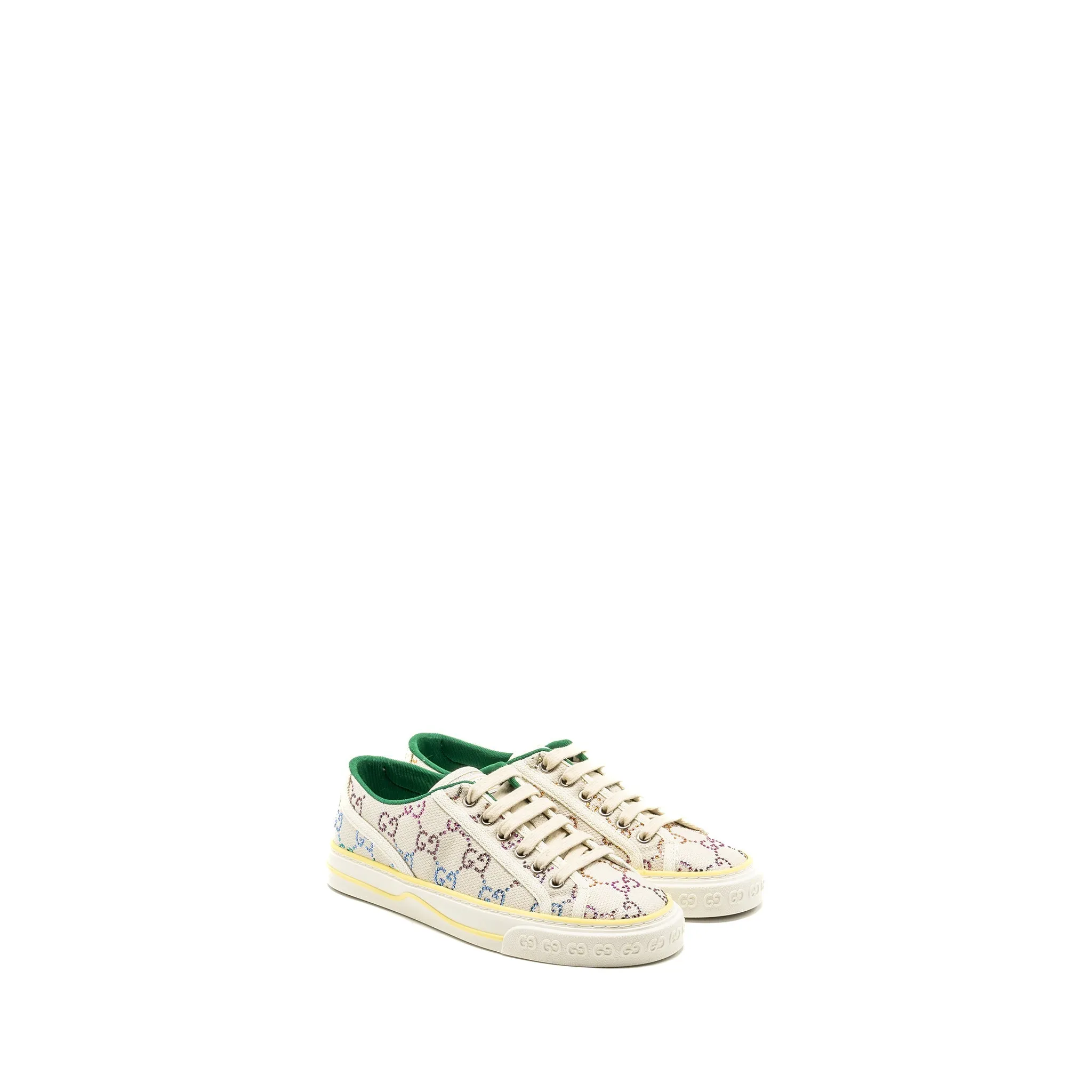 Gucci Size 37 Tennis 1977 Sneaker GG Logo Crystal Multicolour Rugged Wear