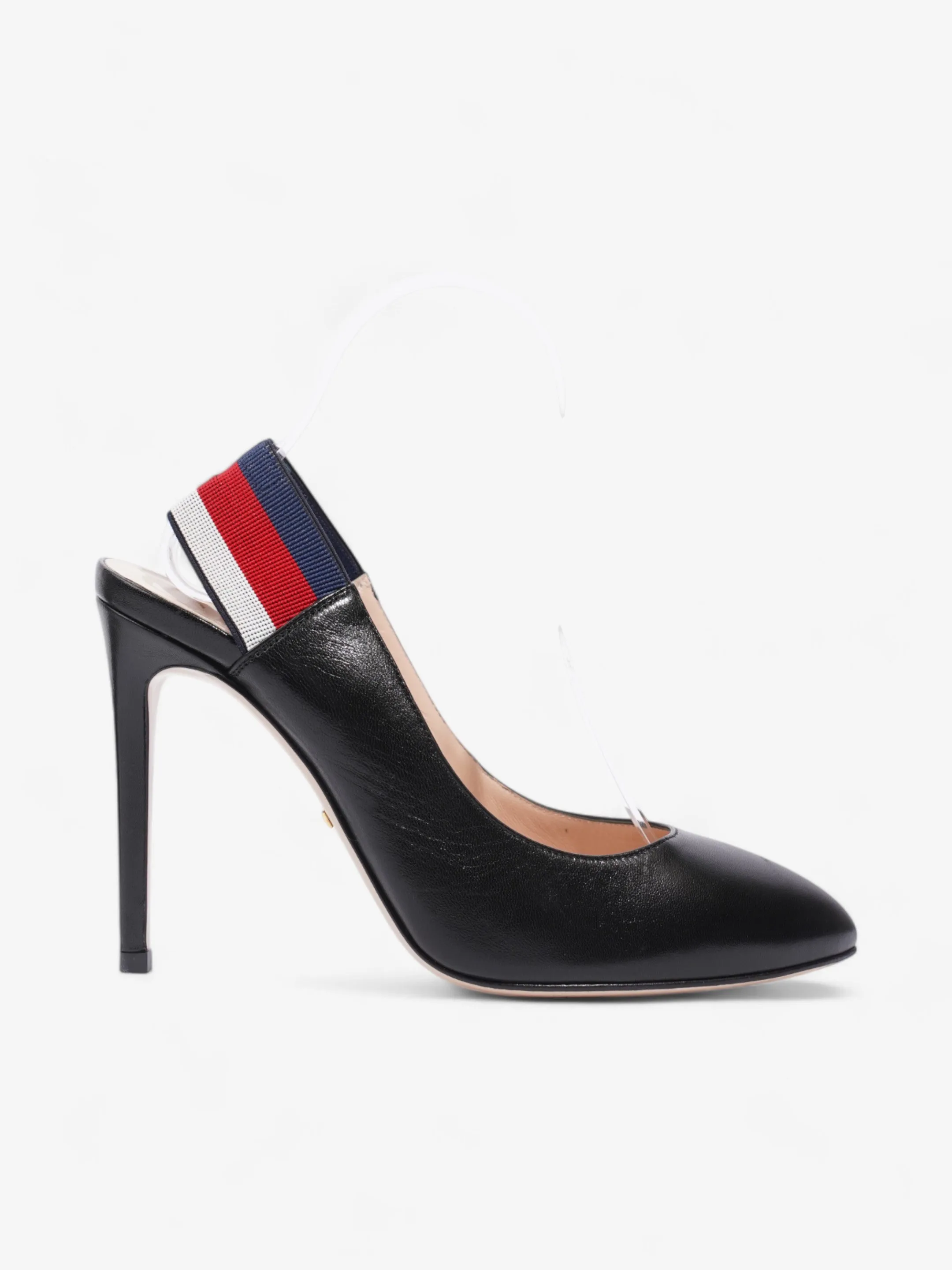 Gucci Slingback Heels 100 Black Leather EU 37.5 UK 4.5 Designer Pumps