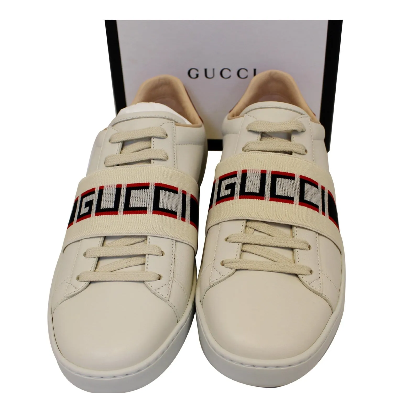 GUCCI Stripe Leather Sneaker White Size US 7 Breathable