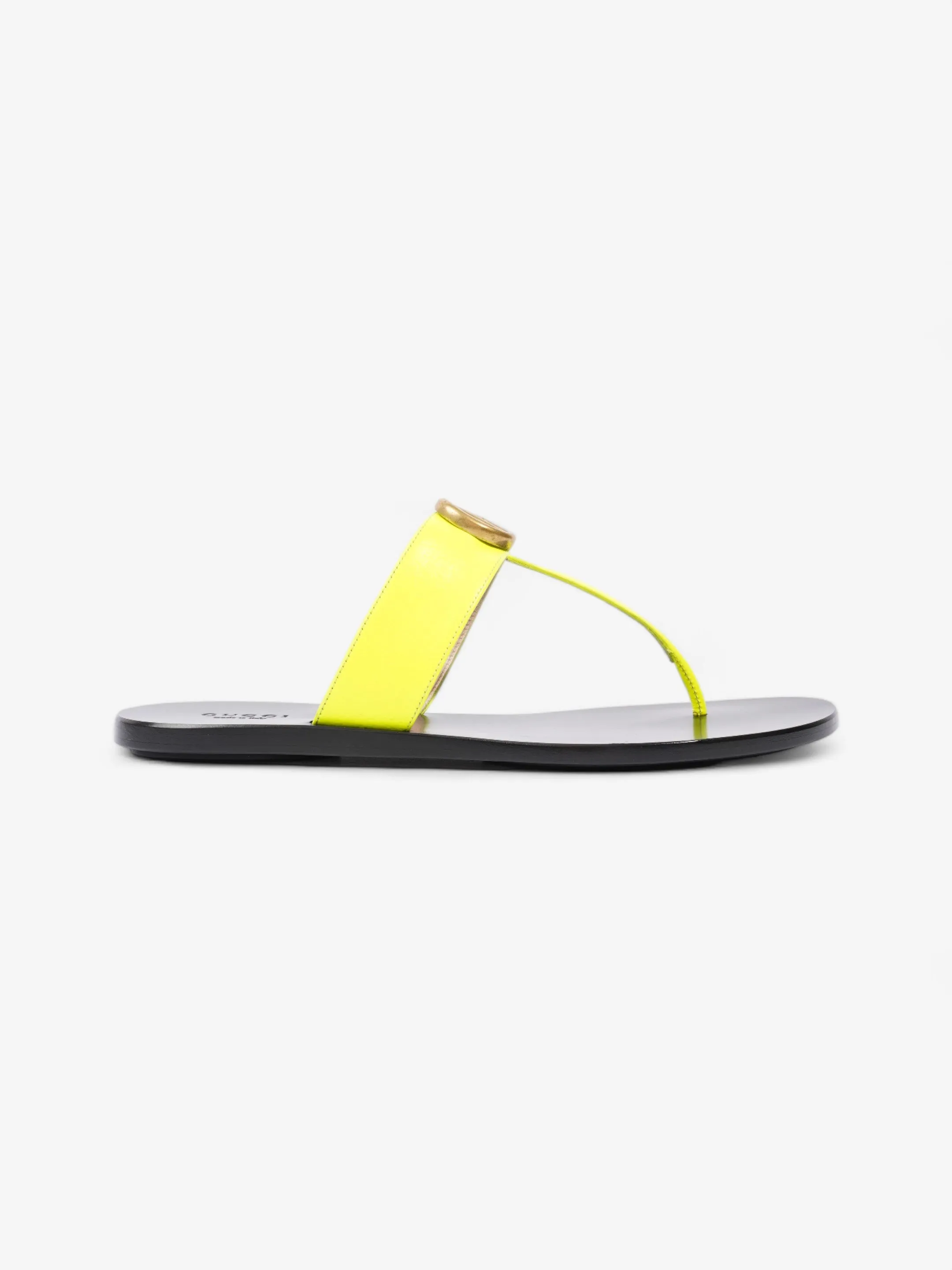 Gucci Thong Sandals with Double G Fluorescent Yellow  Leather EU 38.5 UK 5.5 Bold and Beautiful Sandals