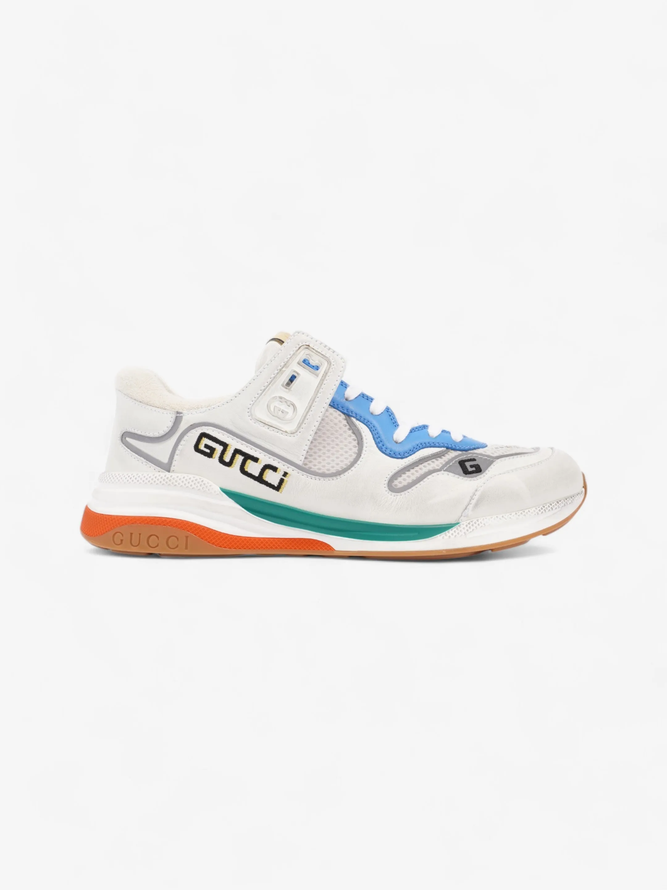 Gucci Ultrapace Sneakers White  / Blue / Green Mesh EU 42 UK 8 Stylish