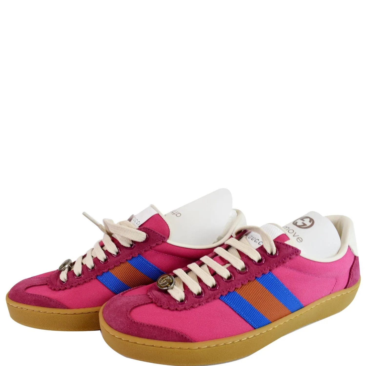 GUCCI Web GG Bee Low Top Suede Sneakers Pink 525292 US 6.5 Classy ease