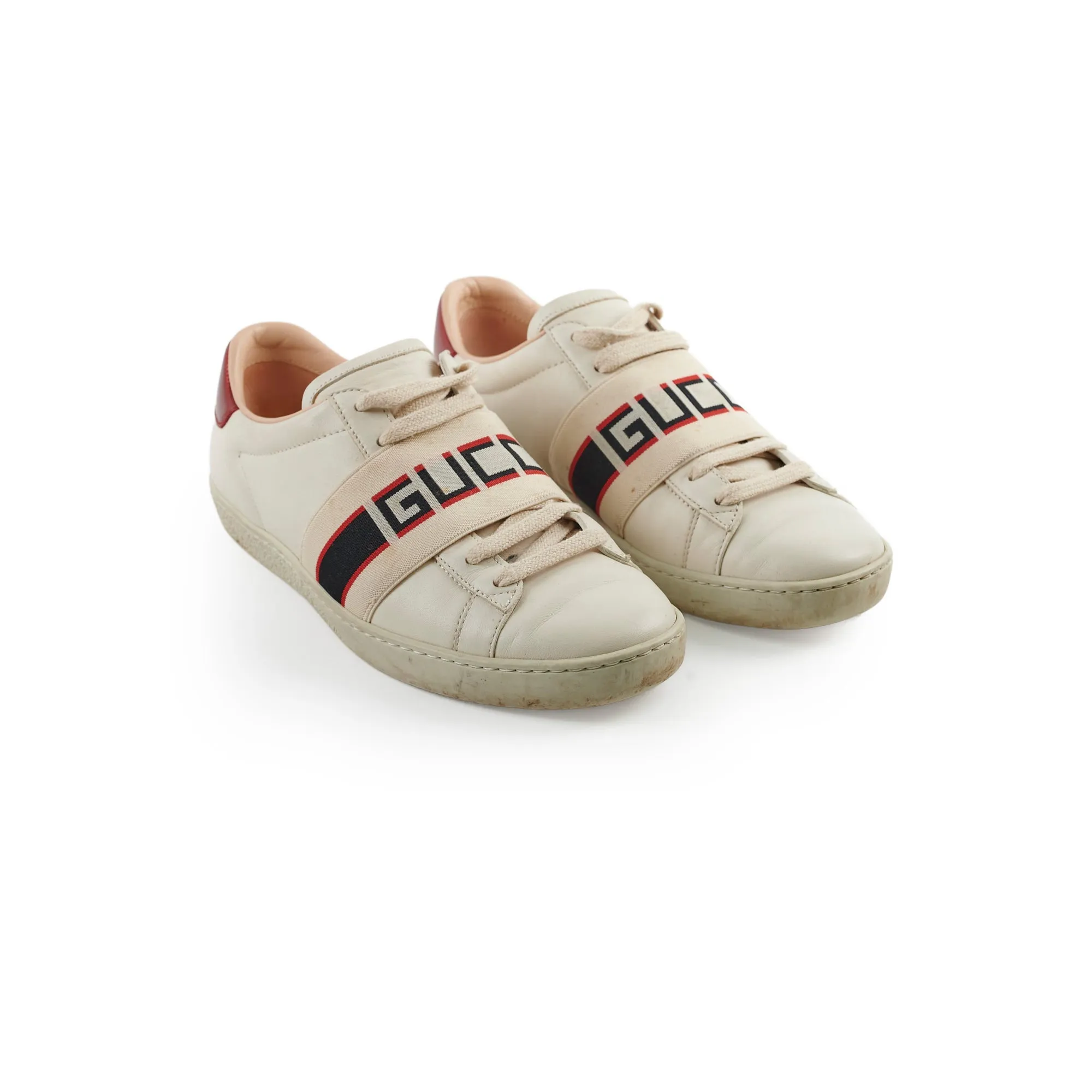 Gucci Women's Leather Ace Sneakers White/Red Size 35.5 Shock Ready Design