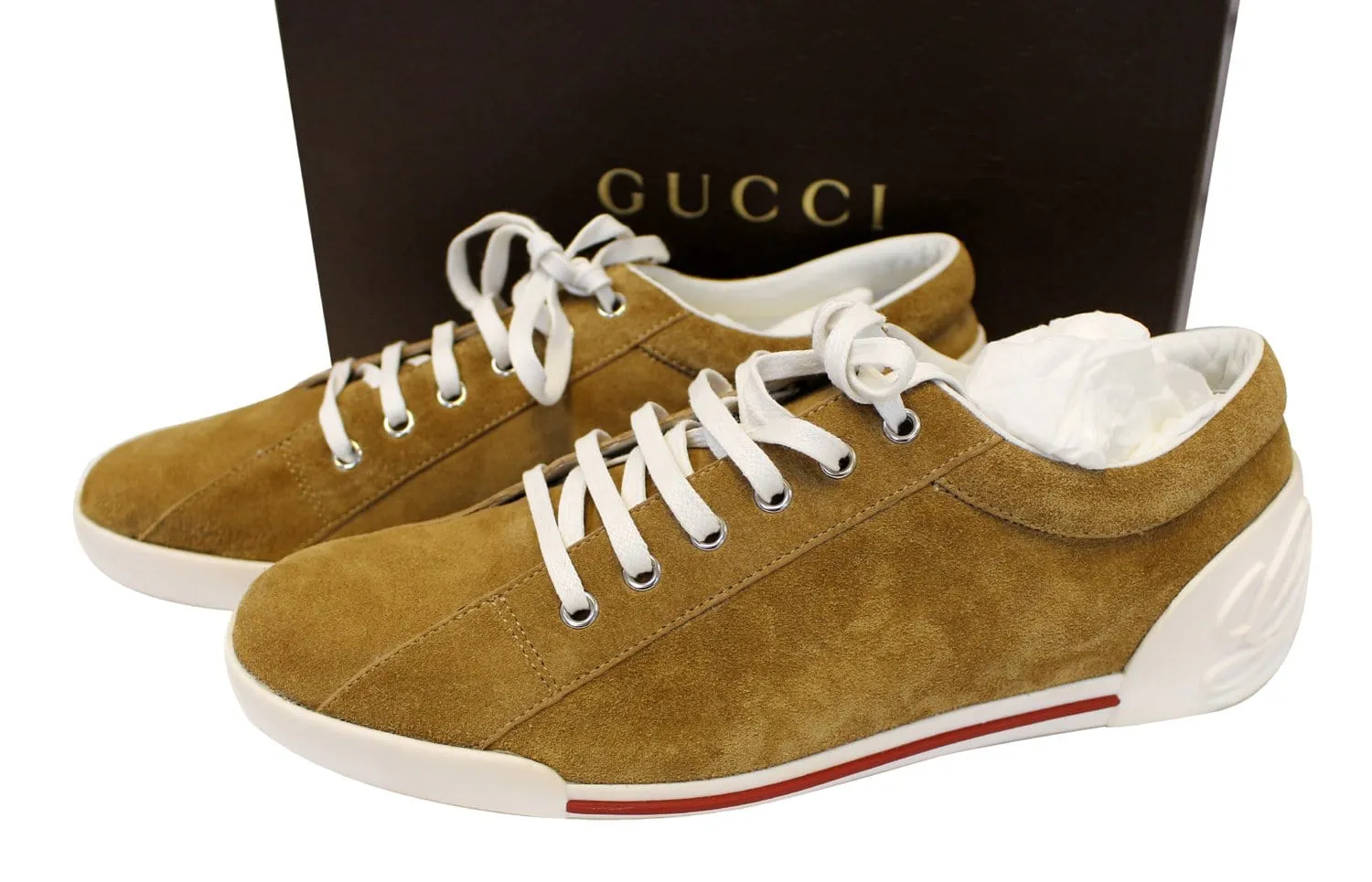 GUCCI Women's Suede Leather Sneaker Script Logo Size 41G Fashion-Forward Look