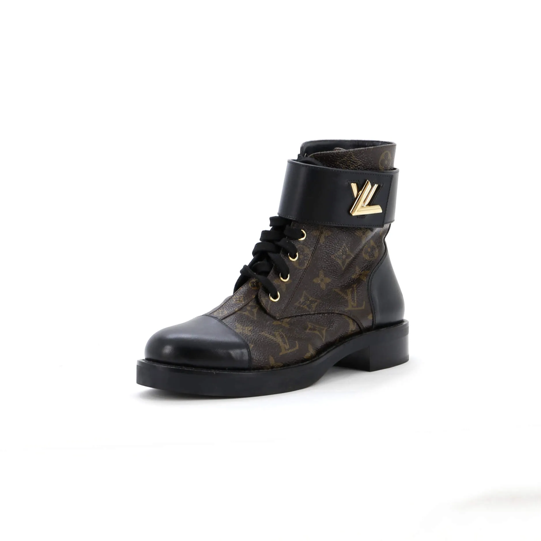 Hard Lock Louis Vuitton Women's Wonderland Flat Ranger Boots Monogram Canvas and Leather